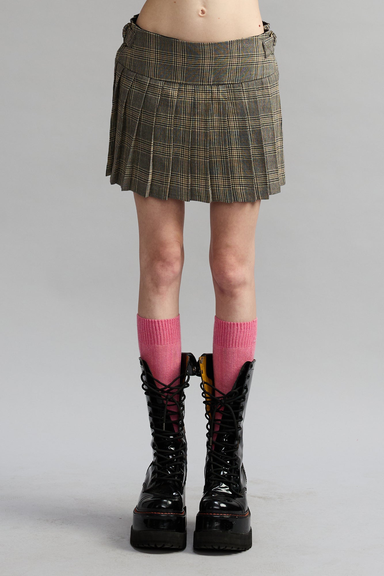 Mini Kilt Skirt - Small Khaki Plaid - R13