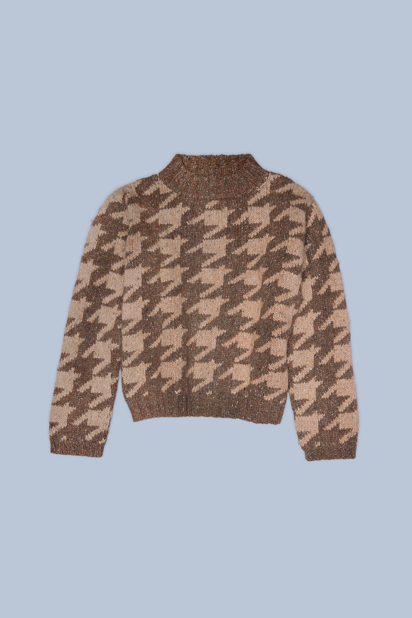 MOCK COLLAR SHRUNKEN SWEATER - BROWN WITH TAN HOUNDSTOOTH - R13