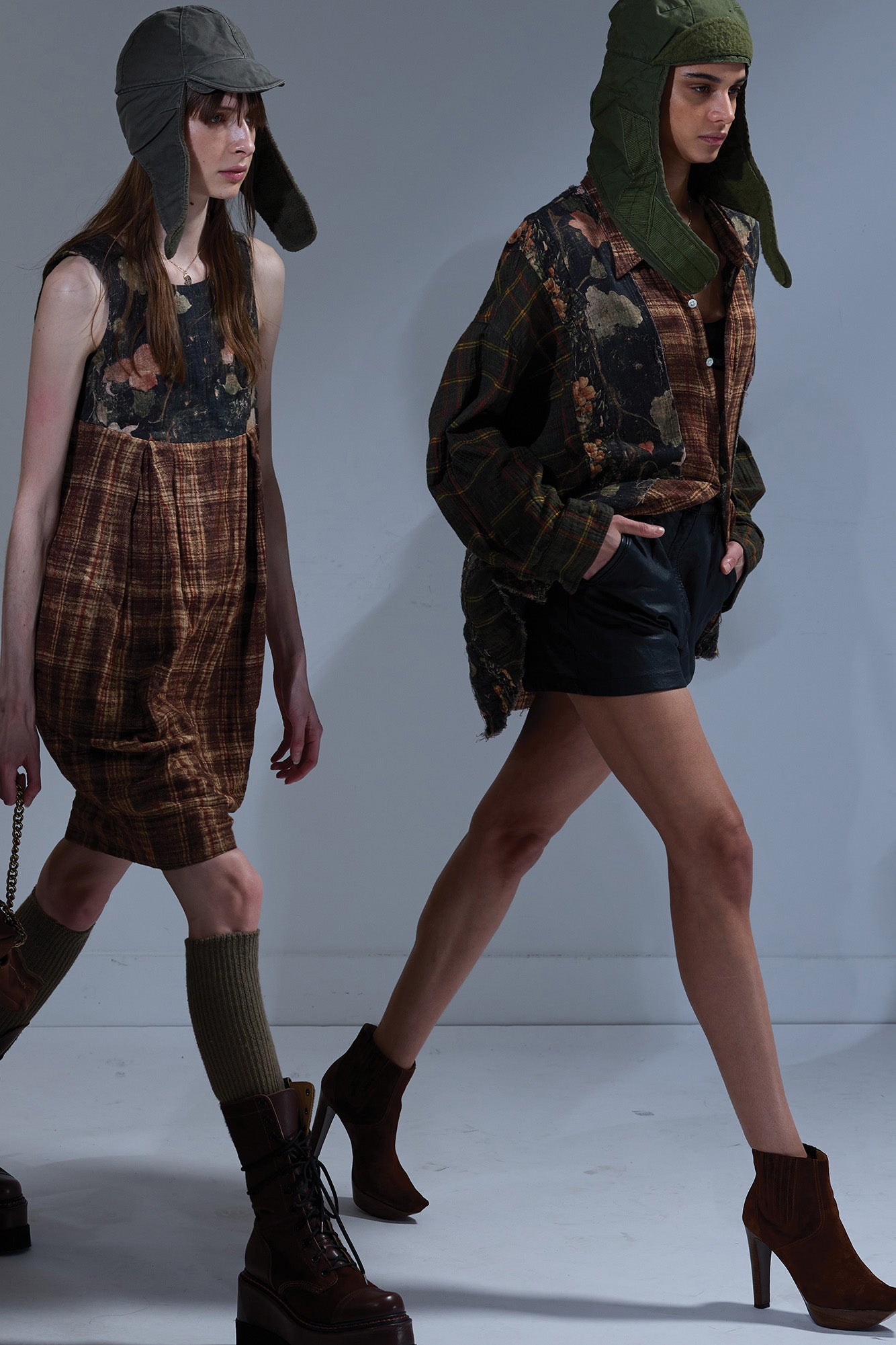 MULTI-STRIP DROP NECK SHIRT - MULTI-PRINT BROWN - R13