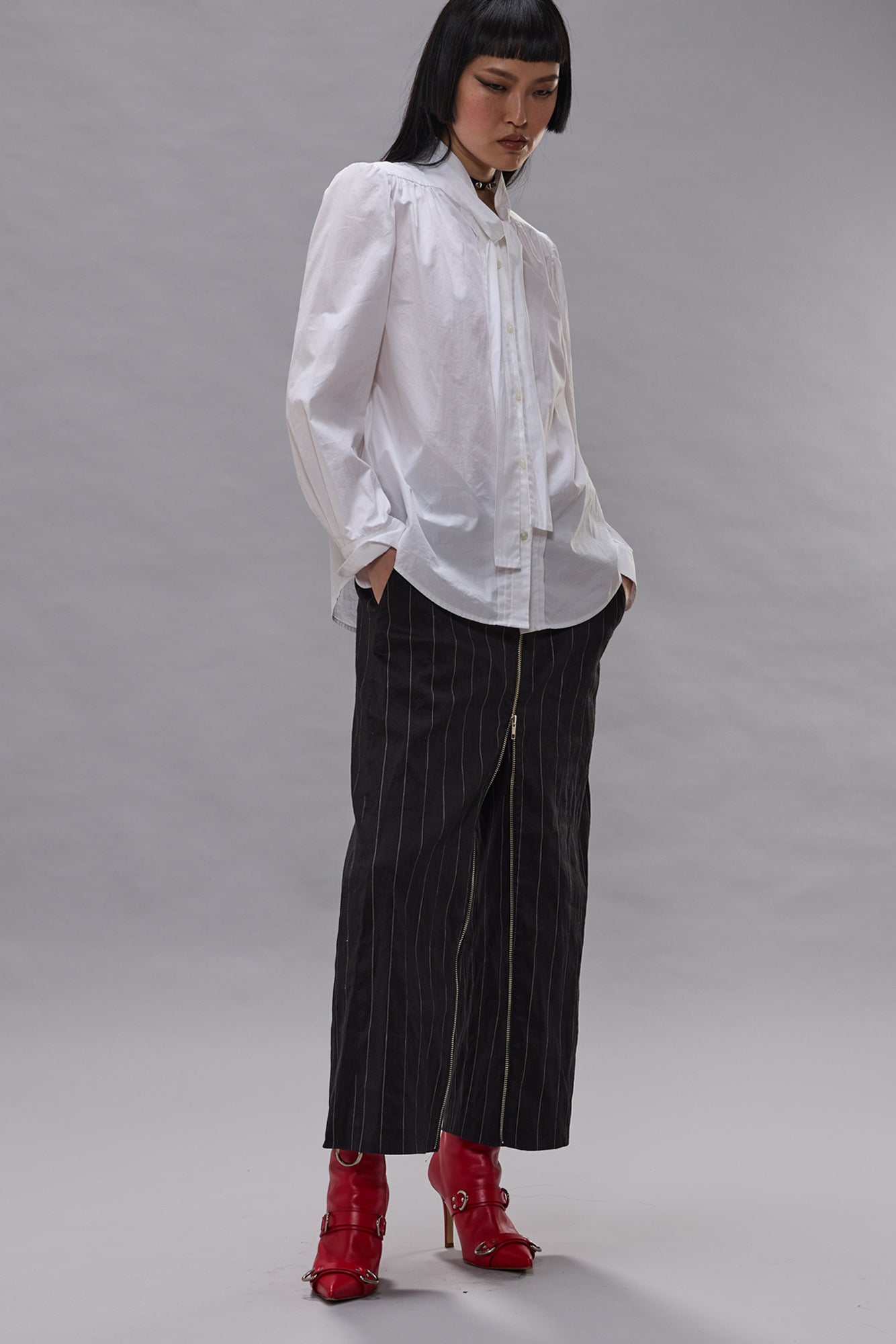 NECK TIE SHIRT - WHITE - R13