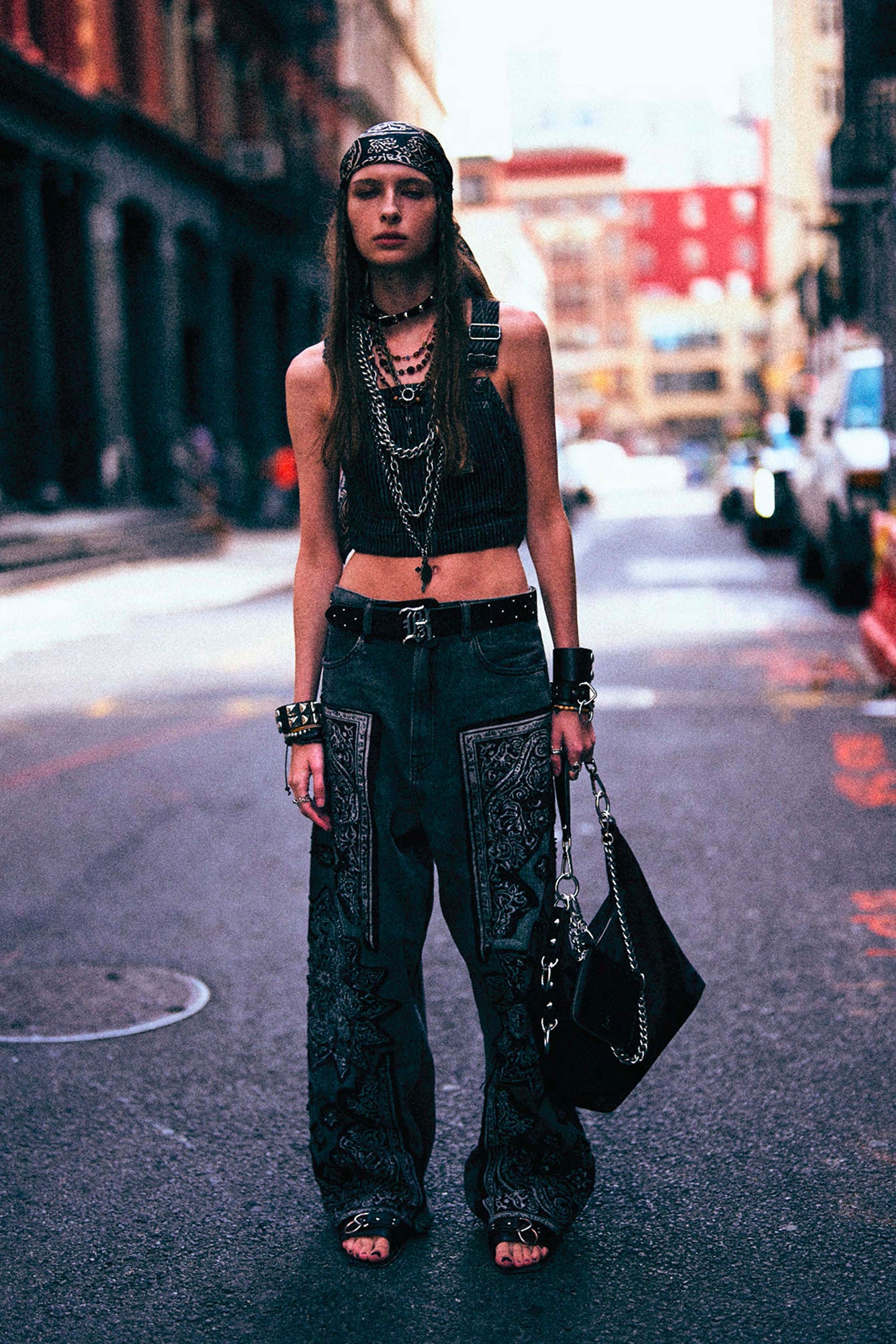 OVERALL BUSTIER - BROWN STRIPE - R13