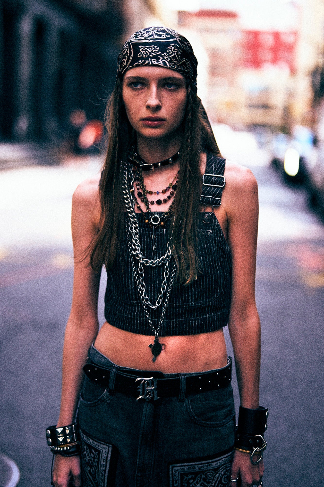 OVERALL BUSTIER - BROWN STRIPE - R13