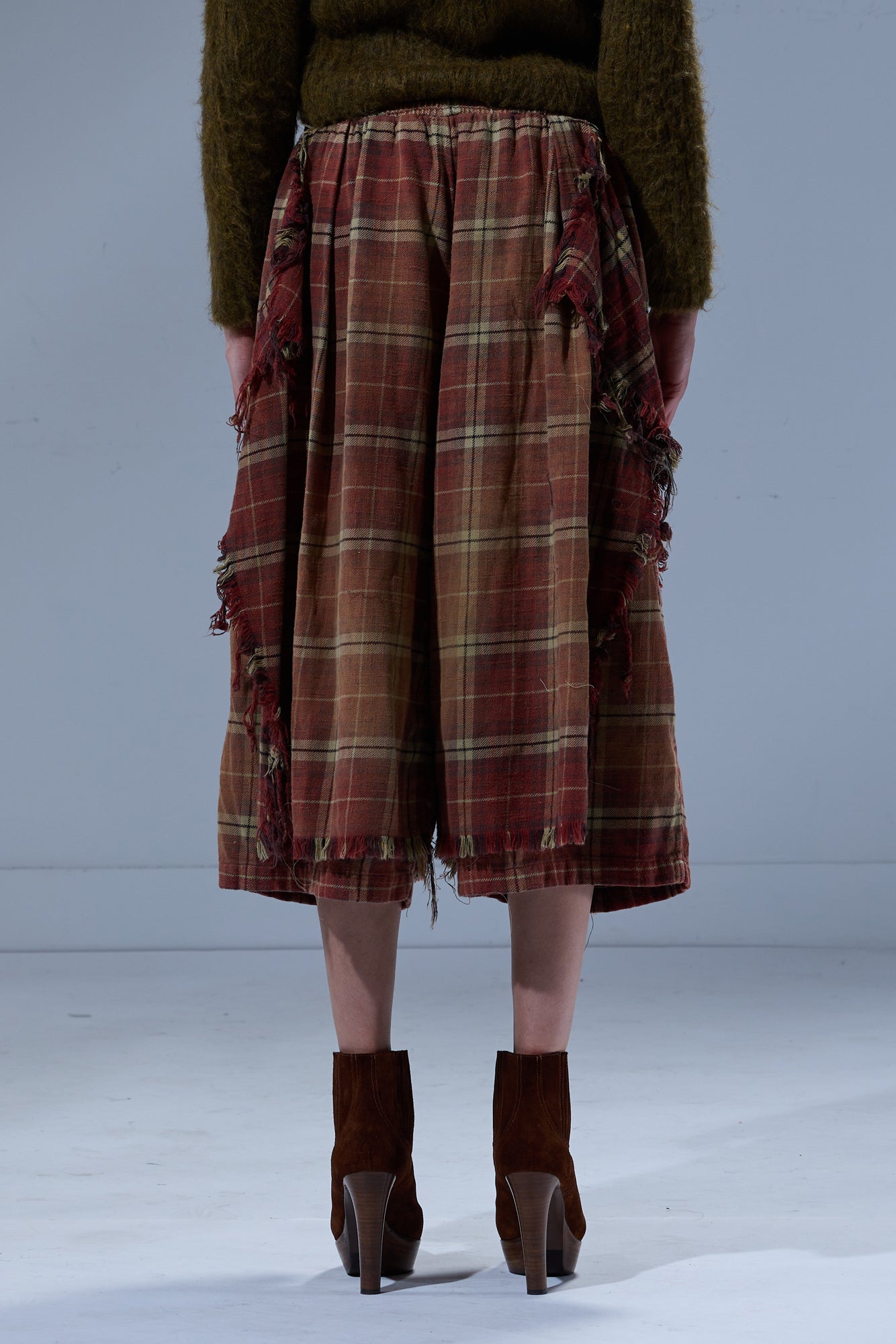 OVERLAY DECONSTRUCTED PANTS - BLEACHED RED / ECRU PLAID - R13