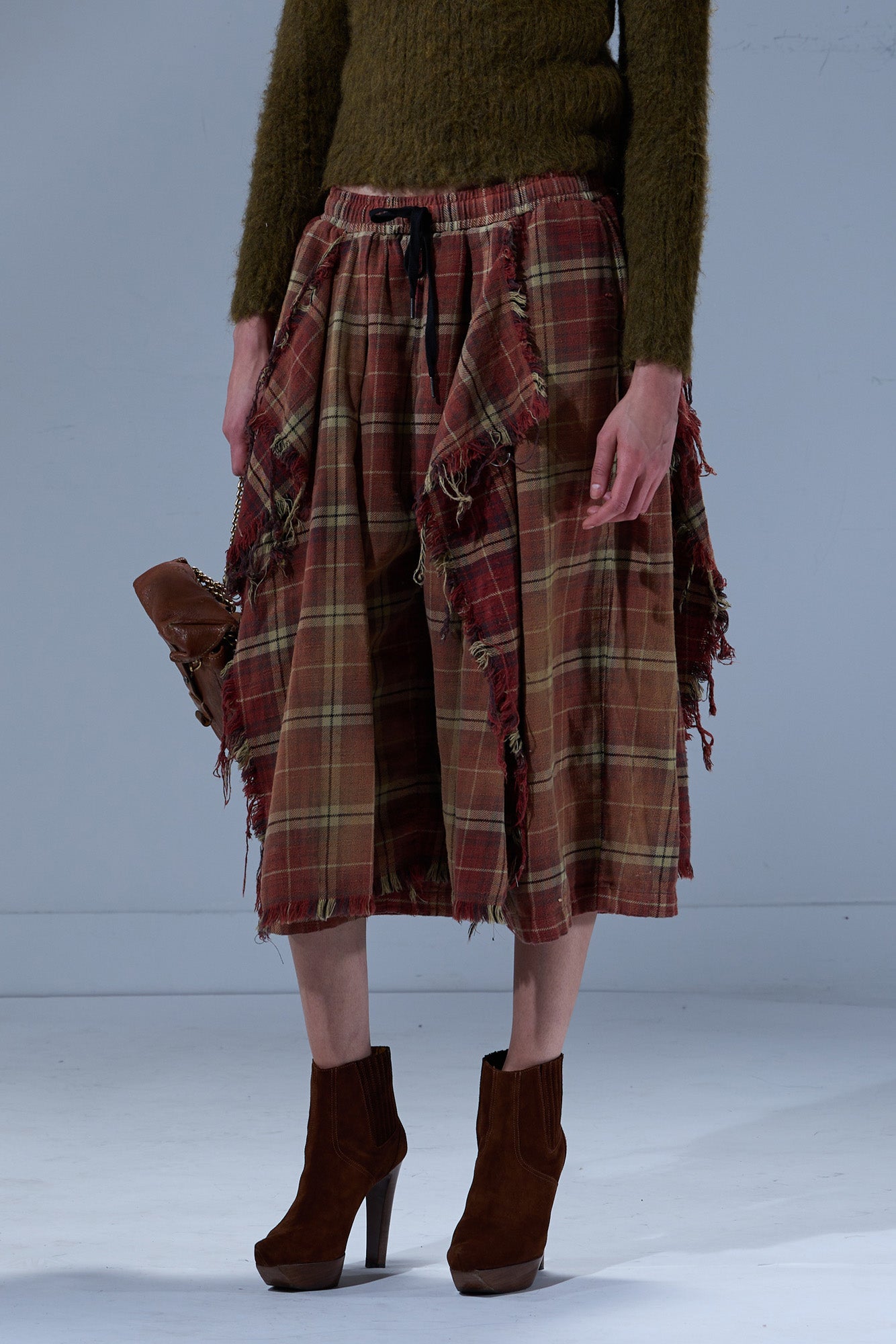 OVERLAY DECONSTRUCTED PANTS - BLEACHED RED / ECRU PLAID - R13