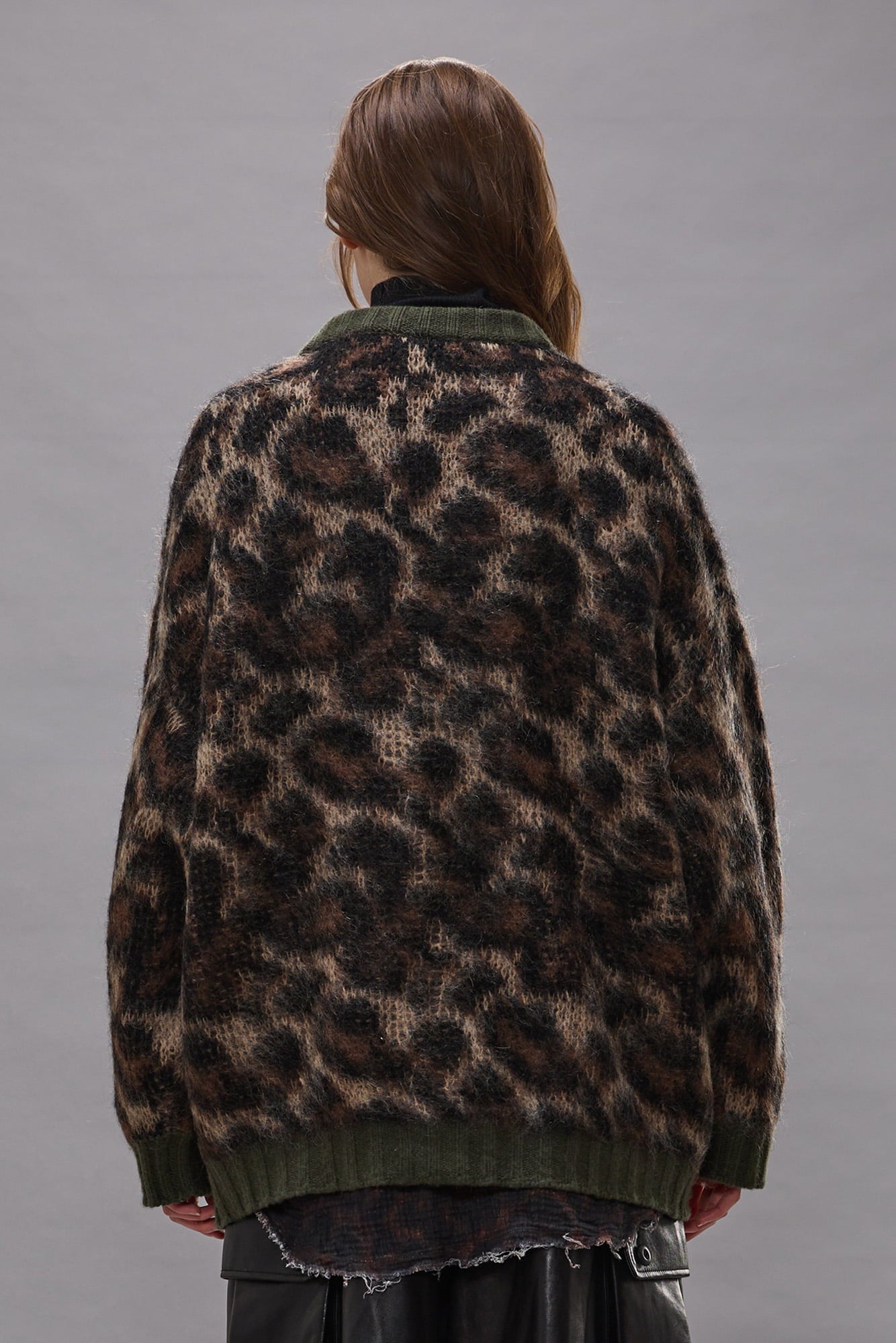 Oversized Cardigan - Brown Leopard Mohair - R13