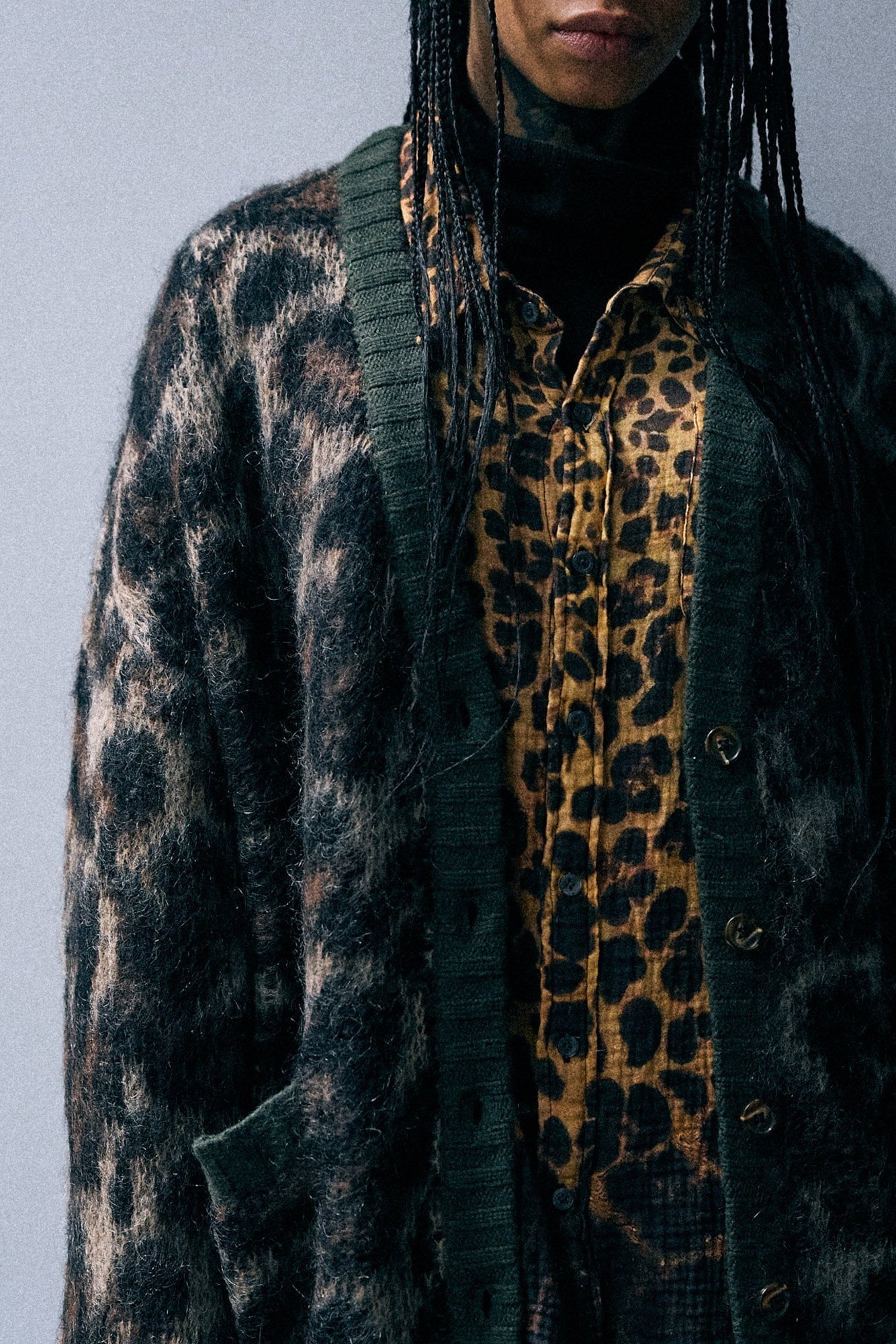 Oversized Cardigan - Brown Leopard Mohair - R13