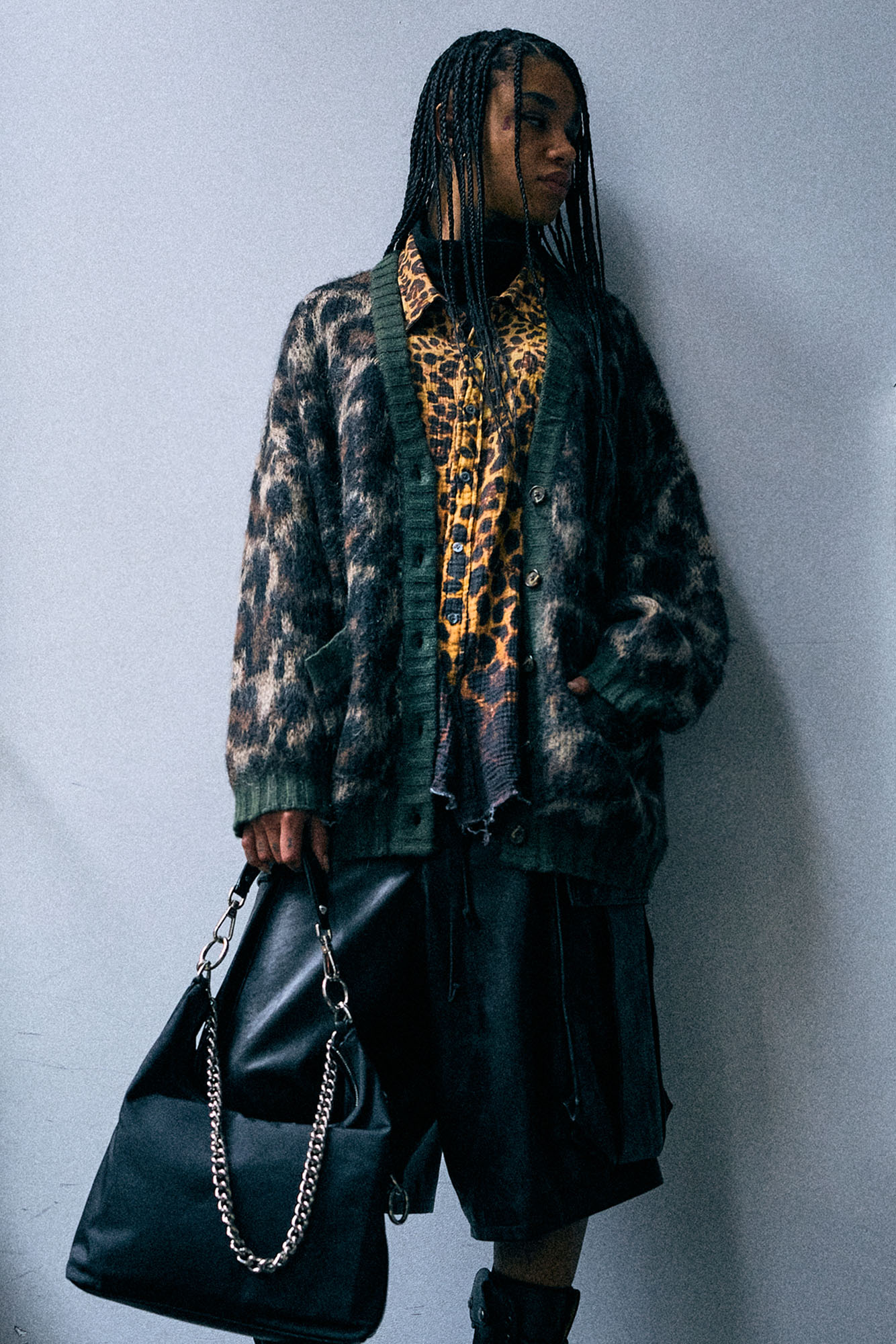 Oversized Cardigan - Brown Leopard Mohair - R13