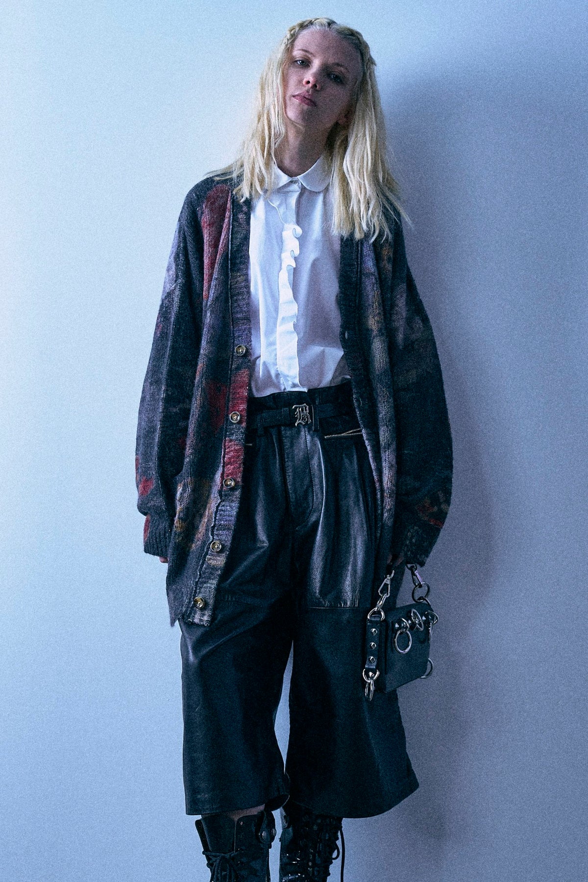 Oversized Cardigan - Red Blue Black Butterfly - R13