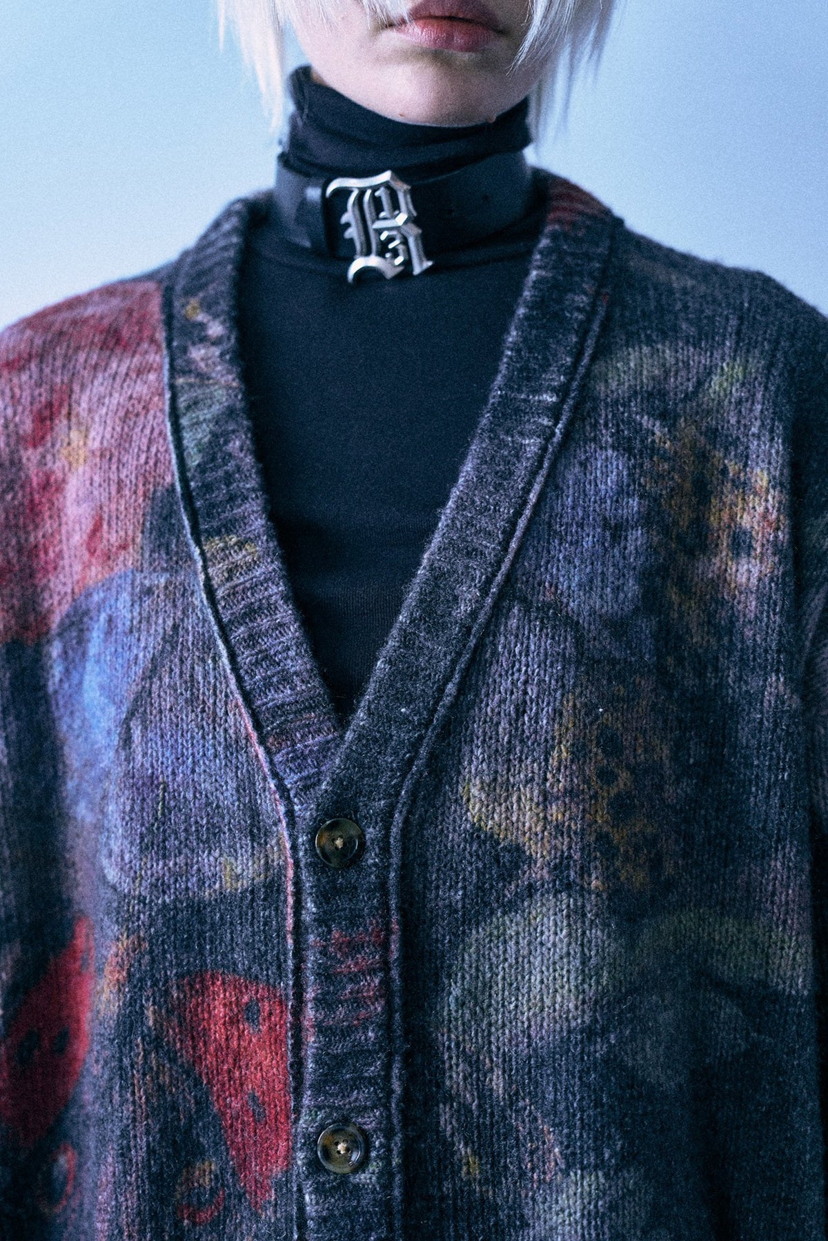 Oversized Cardigan - Red Blue Black Butterfly - R13