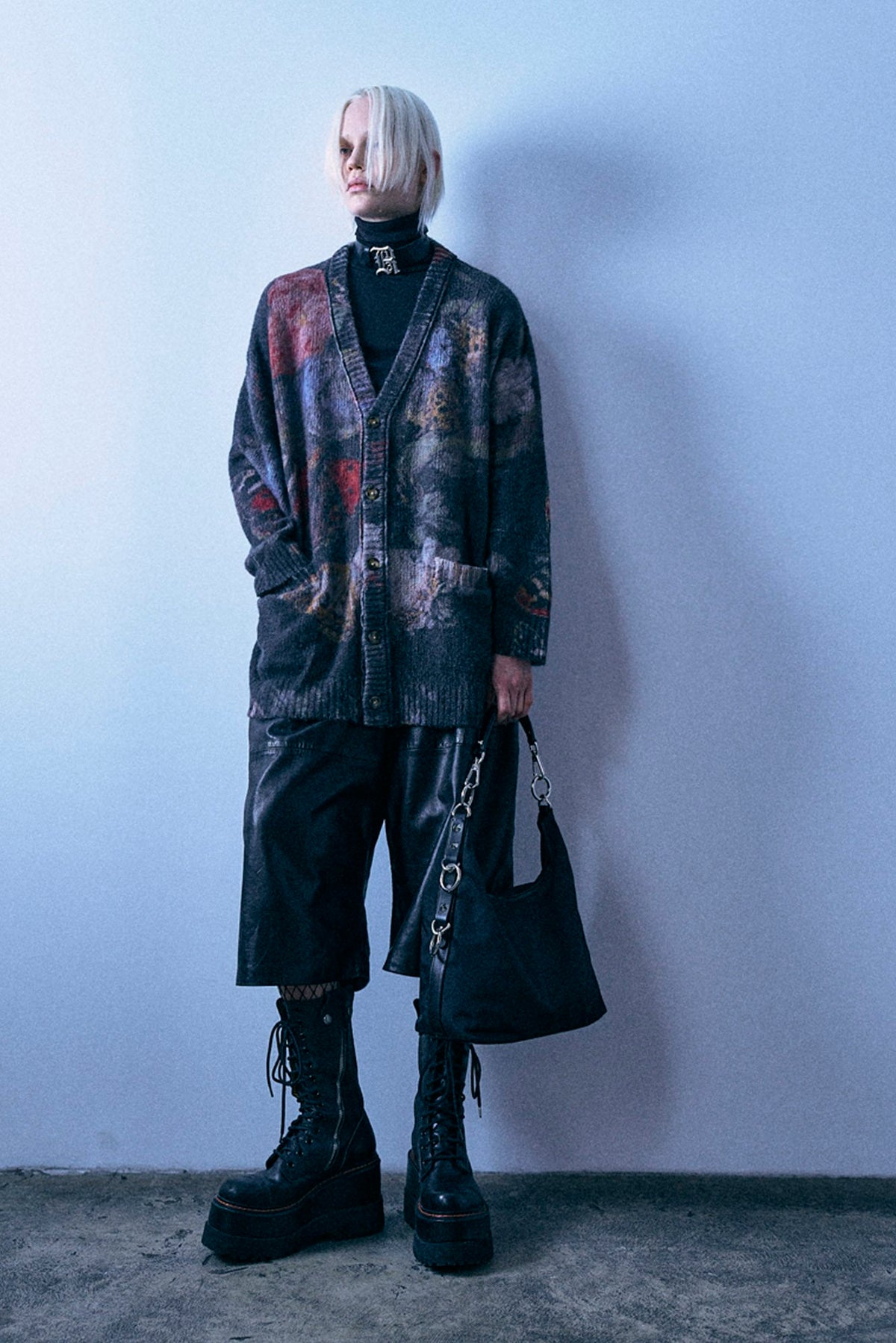 Oversized Cardigan - Red Blue Black Butterfly - R13