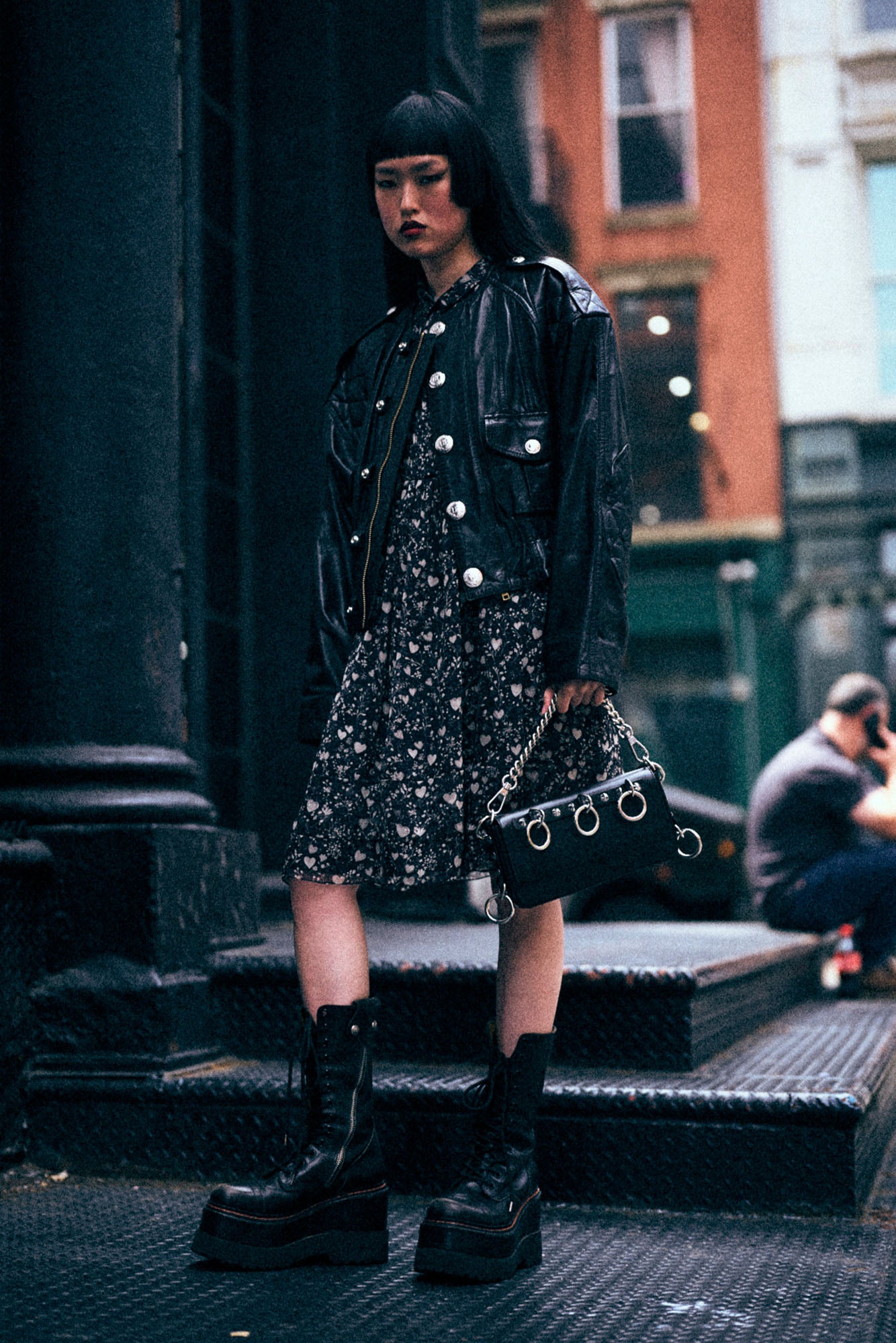 OVERSIZED CREWNECK JACKET - BLACK