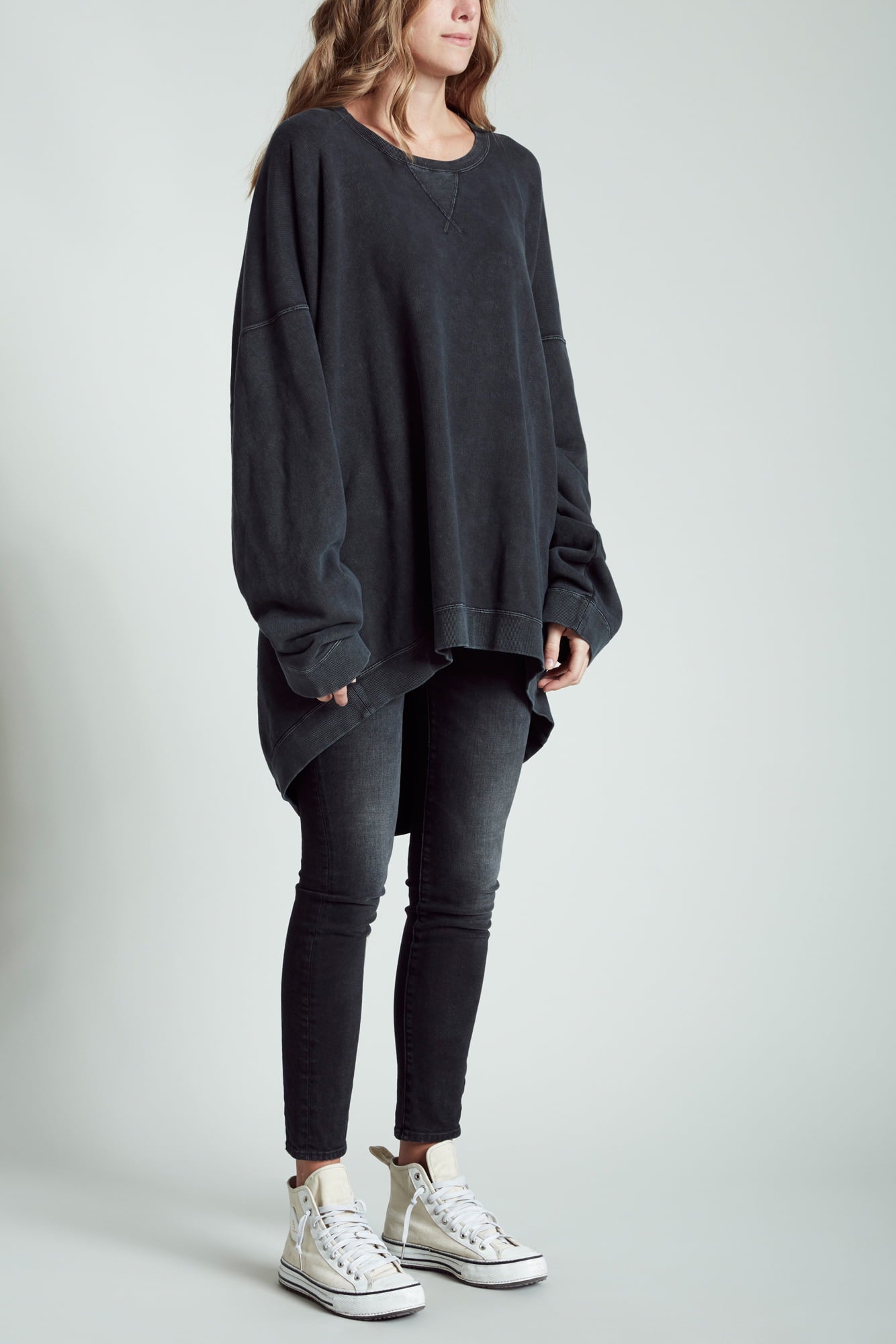 Oversized Crewneck Sweatshirt - Acid Black - R13