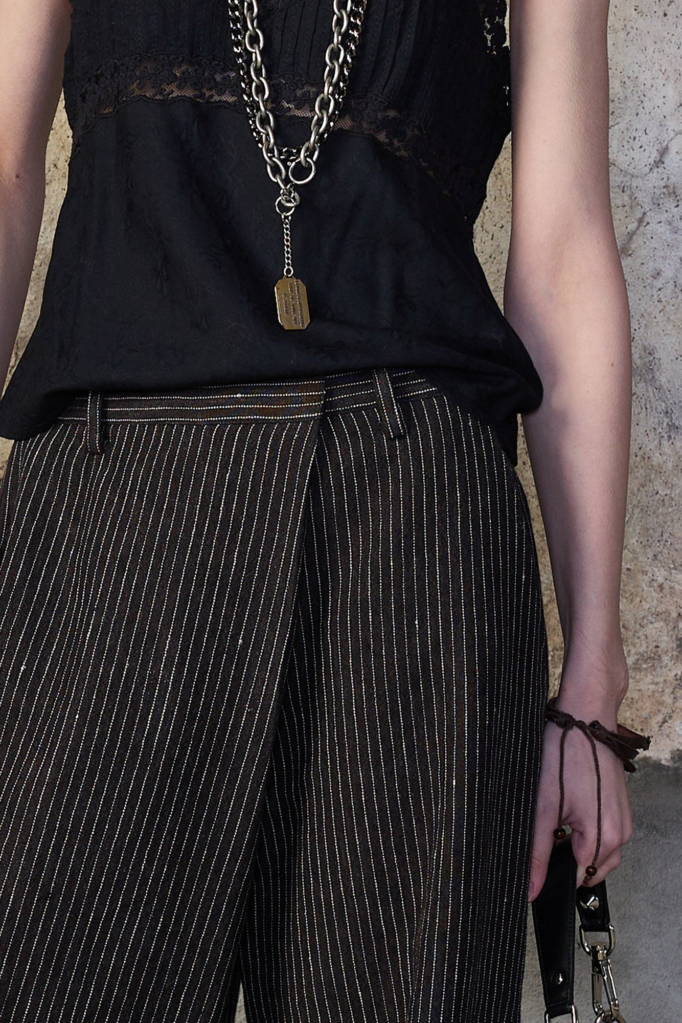 OVERSIZED CROSSOVER PANT - BROWN STRIPE - R13