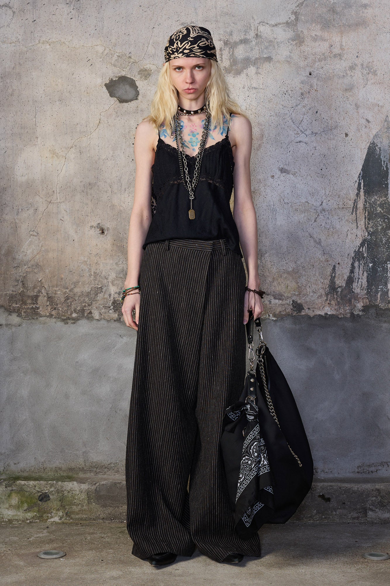 OVERSIZED CROSSOVER PANT - BROWN STRIPE - R13