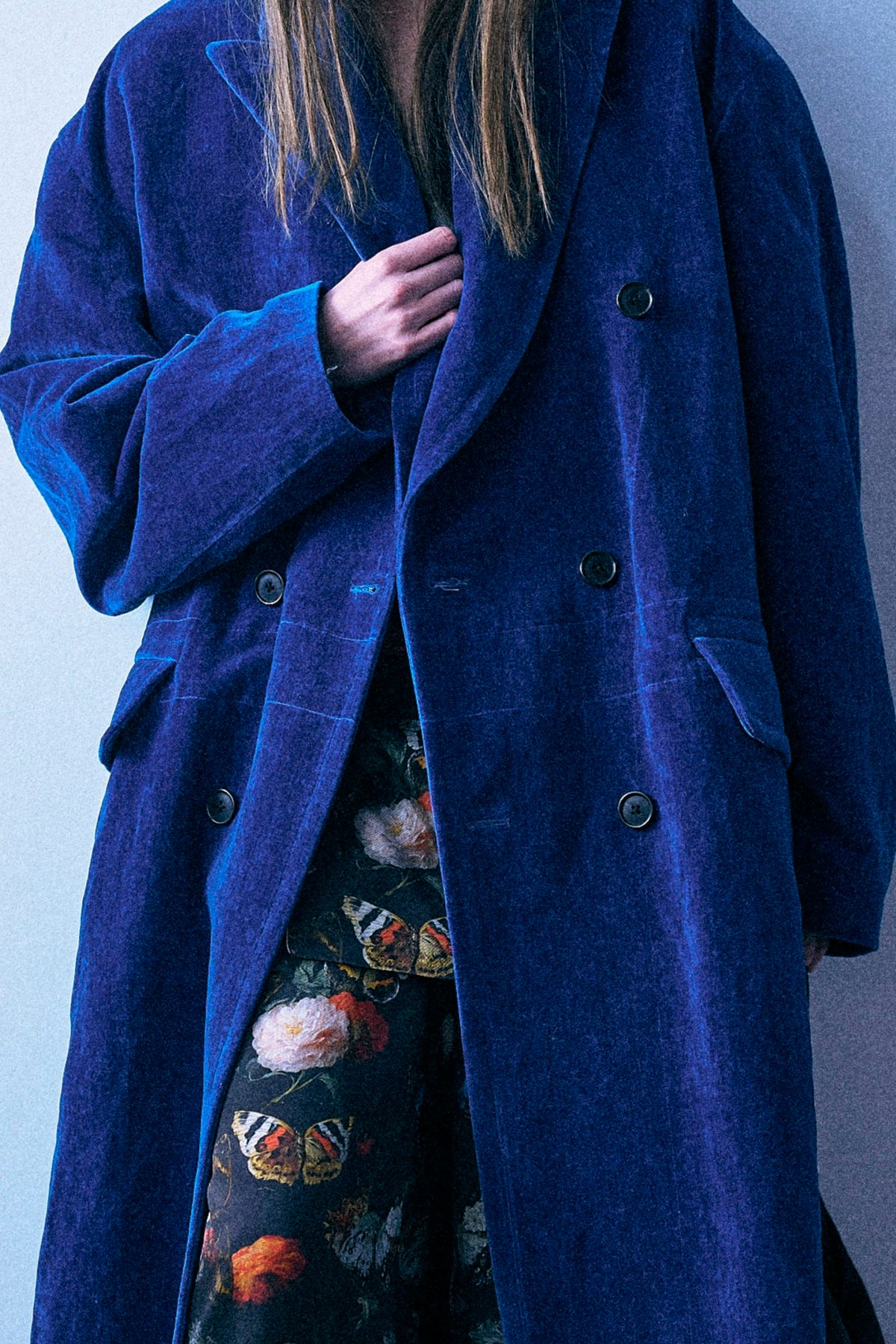Oversized Double-Breasted Coat - Deep Blue - R13