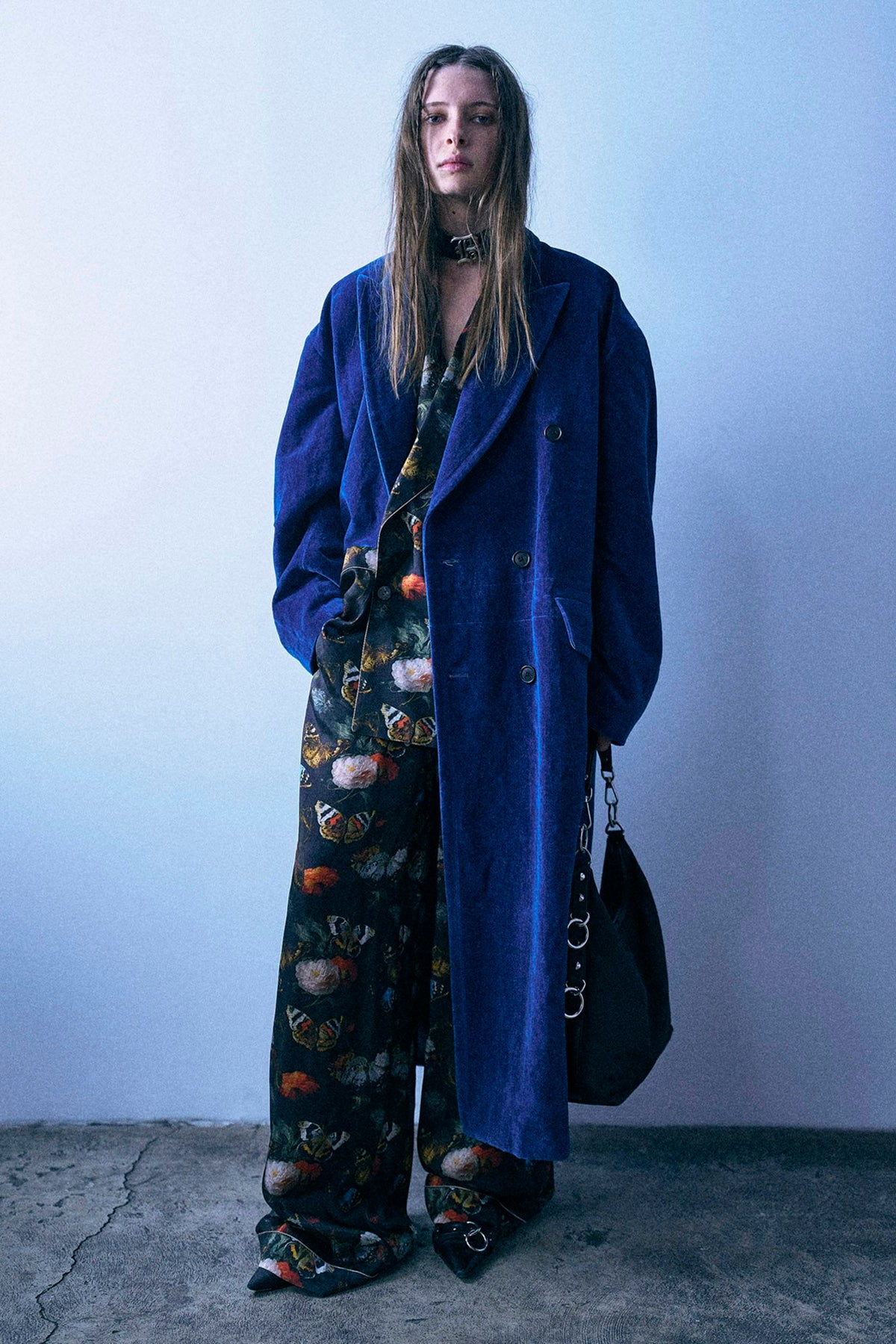 Oversized Double-Breasted Coat - Deep Blue - R13