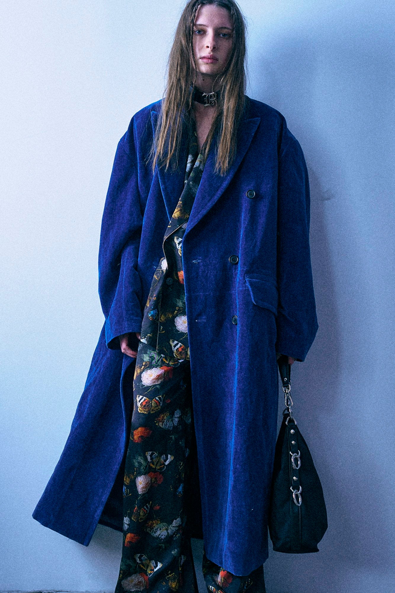 Oversized Double-Breasted Coat - Deep Blue