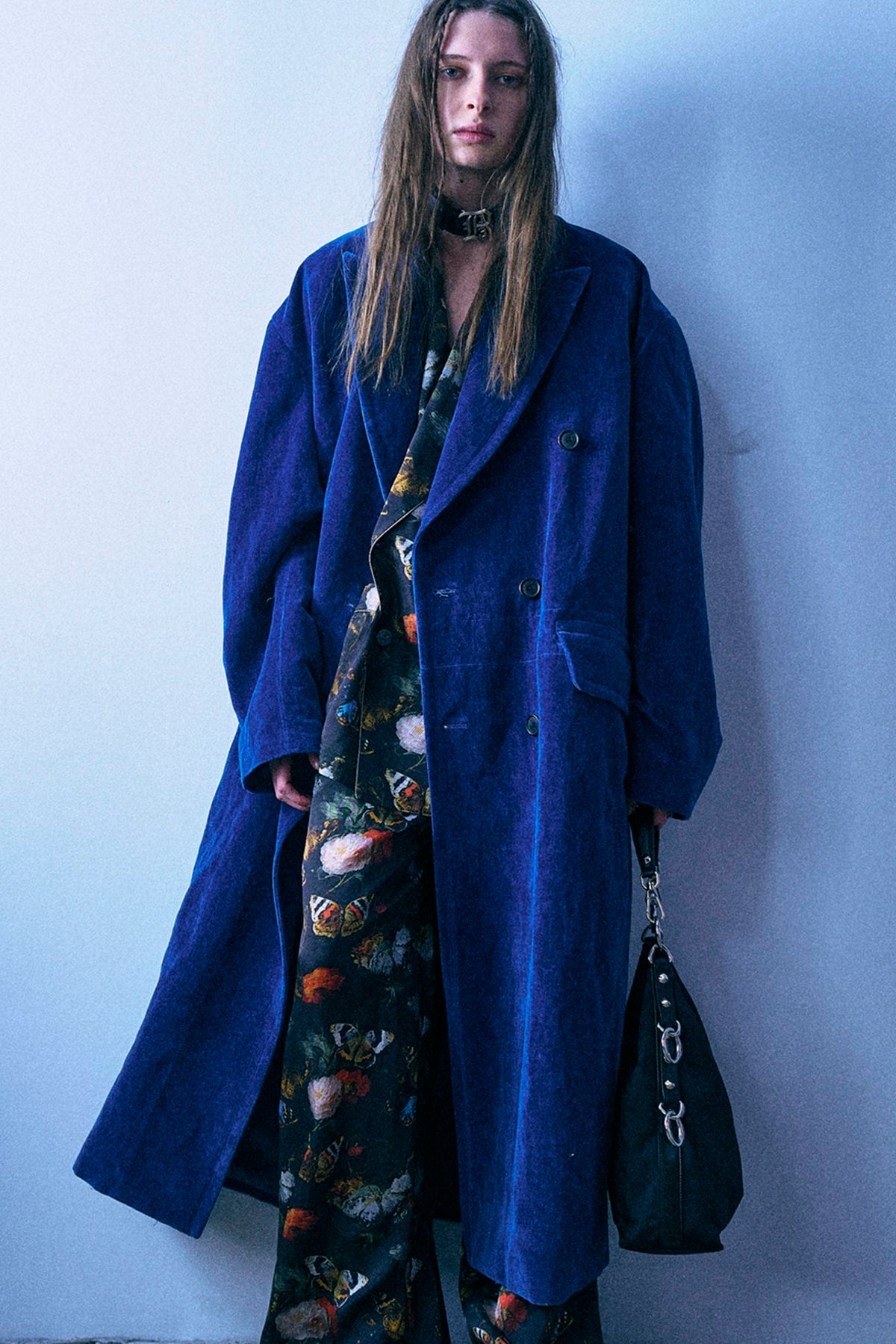 Oversized Double-Breasted Coat - Deep Blue - R13