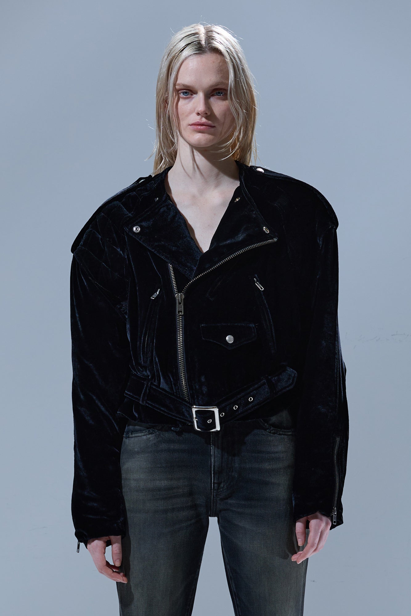 OVERSIZED MOTO JACKET - BLACK - R13