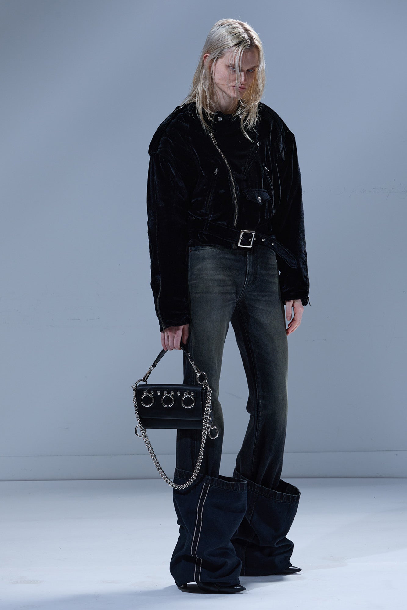 OVERSIZED MOTO JACKET - BLACK - R13