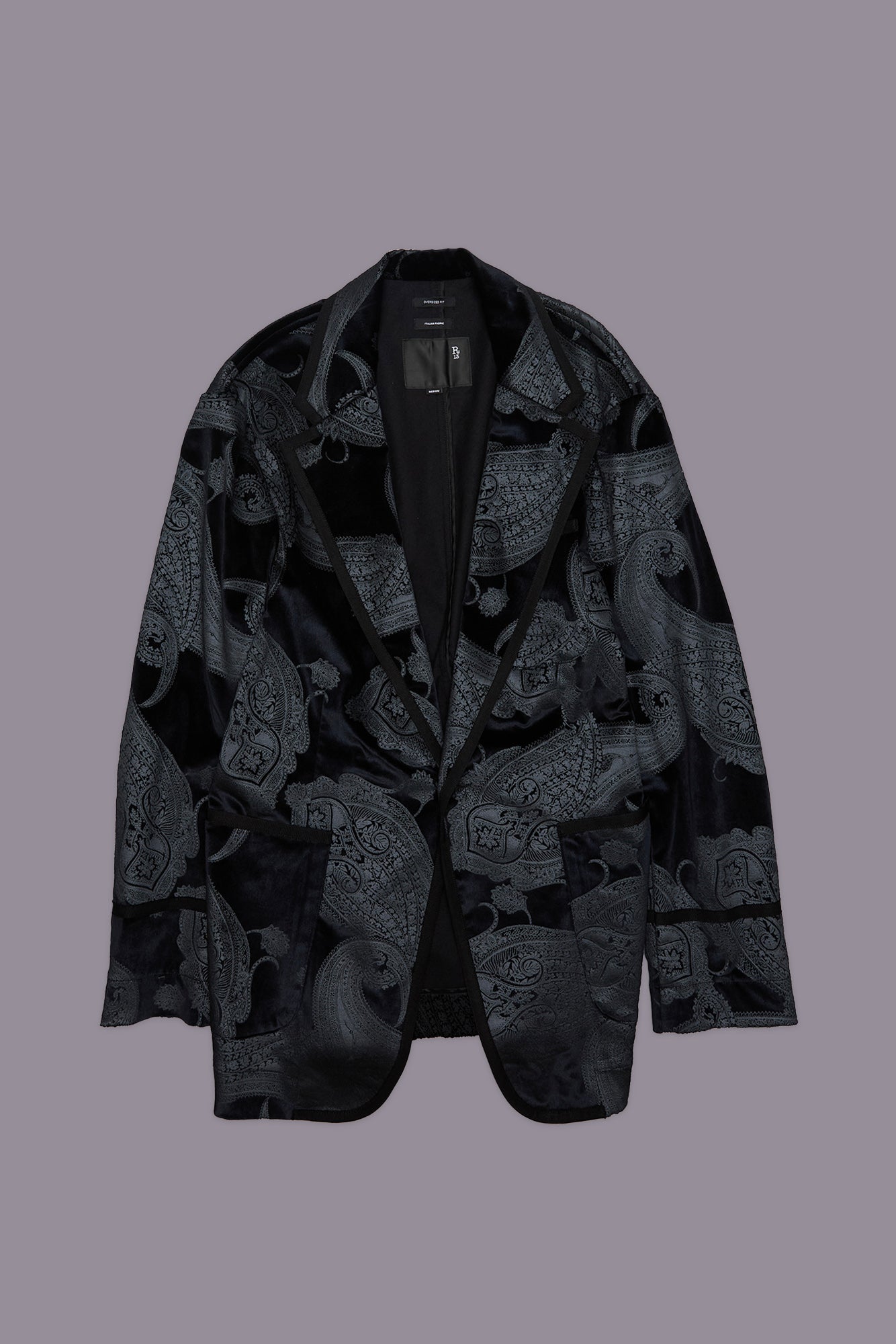 OVERSIZED PUNK ROWING BLAZER - BLACK GREY PAISLEY - R13