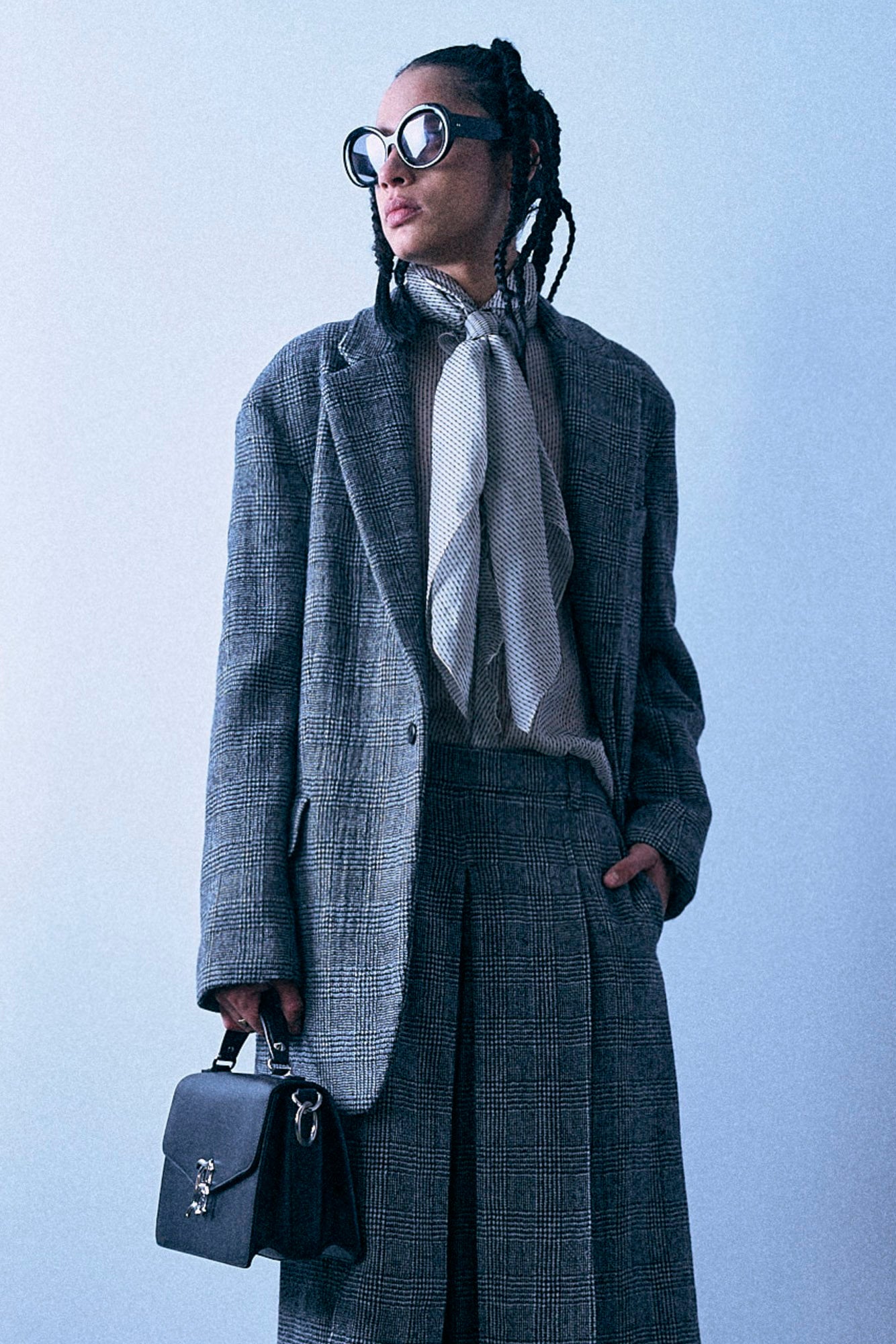 Oversized Ragged Blazer - Black And White Check