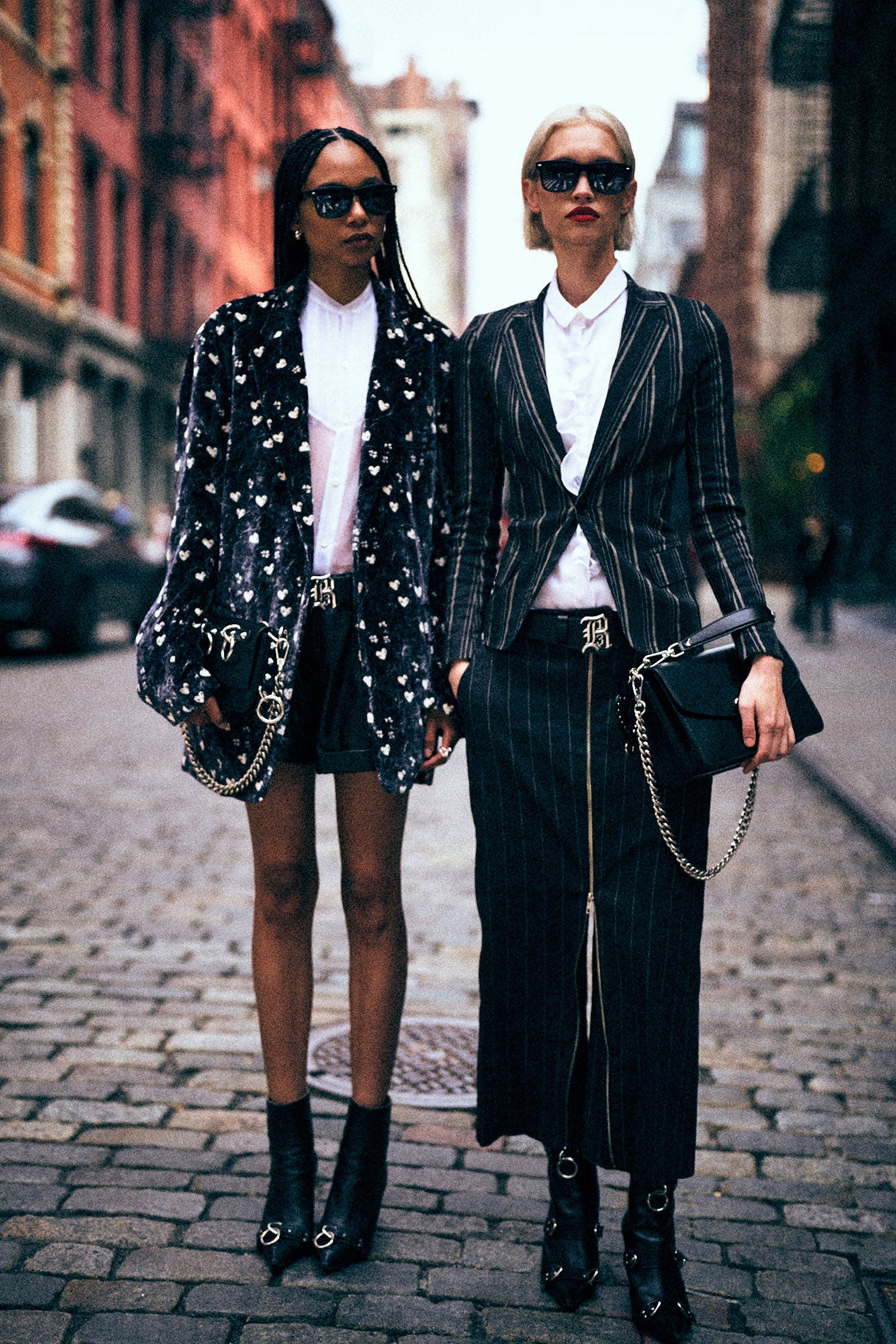 OVERSIZED RAGGED BLAZER - HEARTS ON BLACK - R13