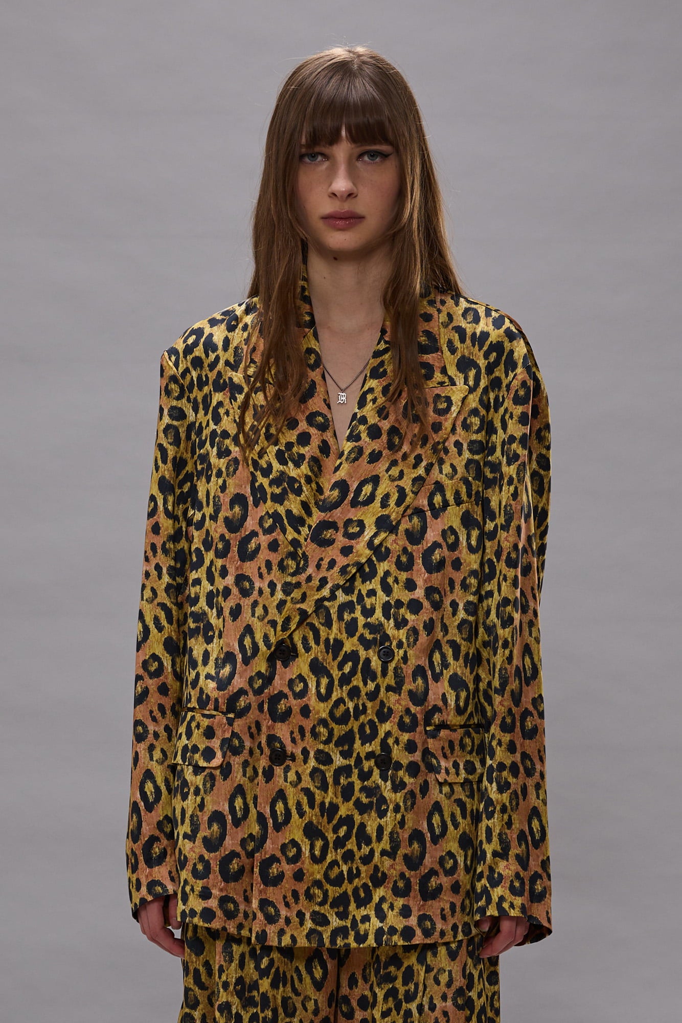 Oversized Ragged Blazer - Light Brown Pink Leopard - R13