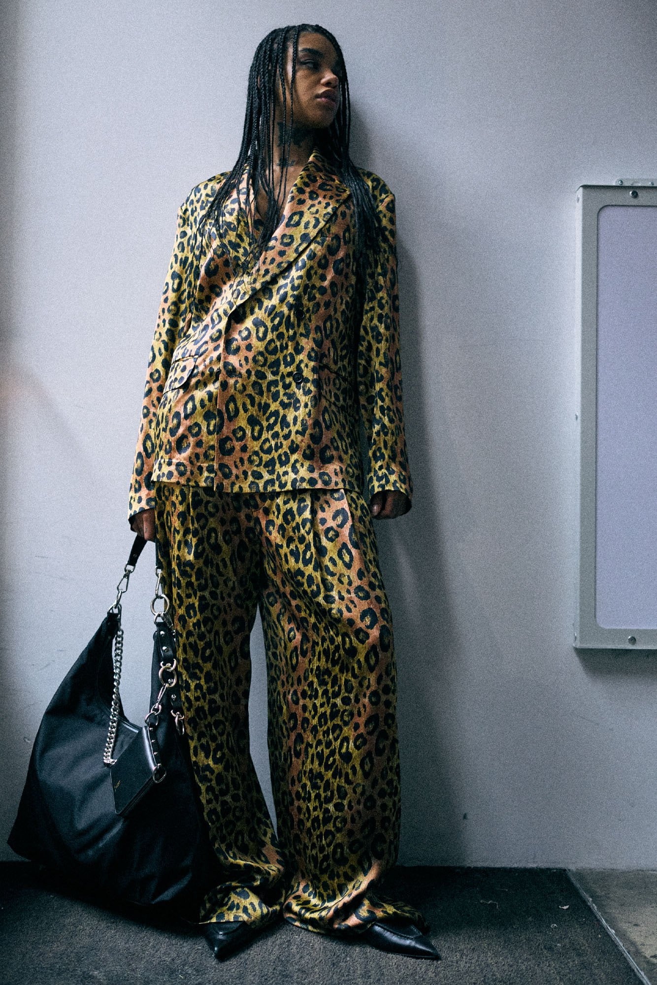 Oversized Ragged Blazer - Light Brown Pink Leopard - R13