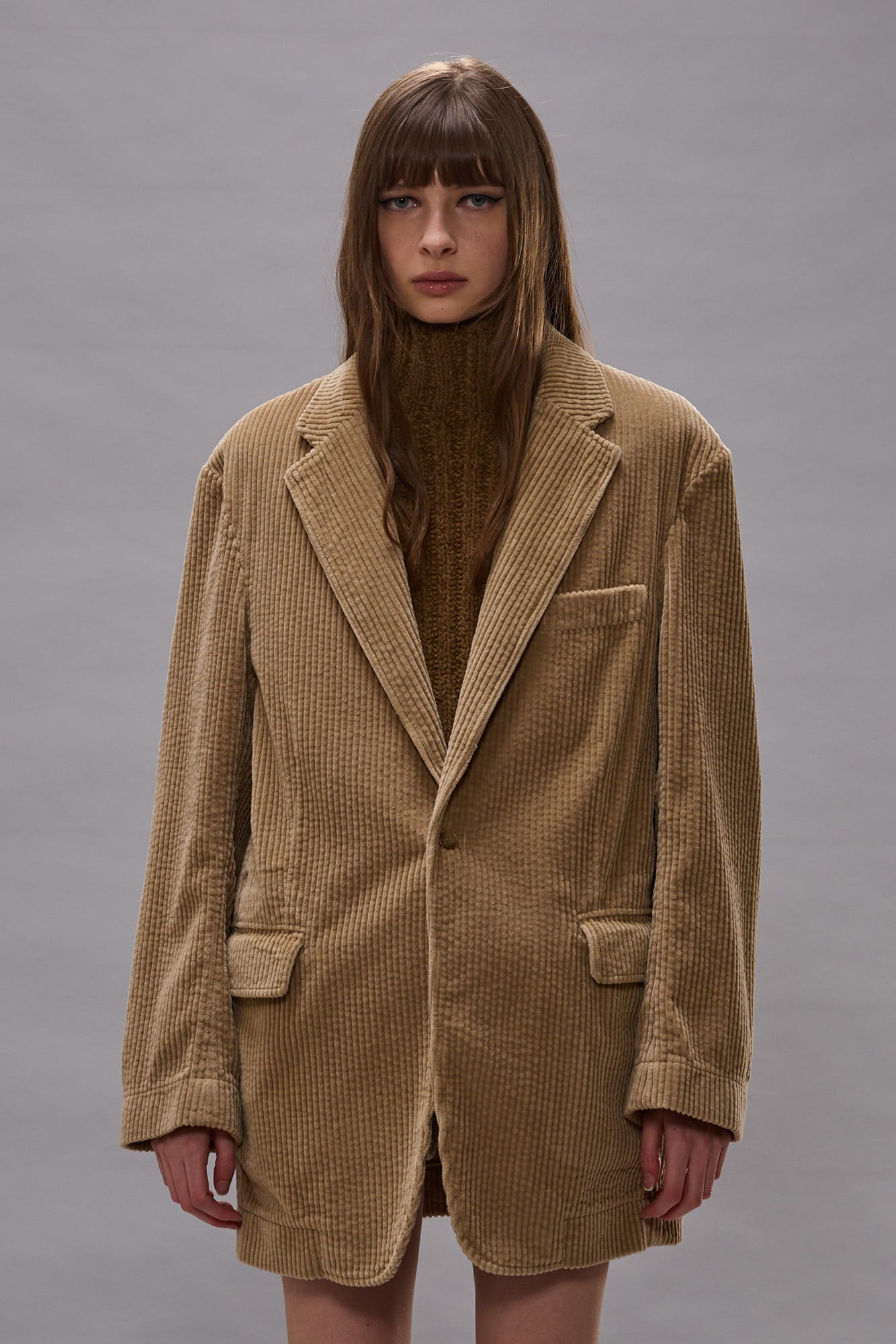 Oversized Ragged Blazer - Light Khaki - R13