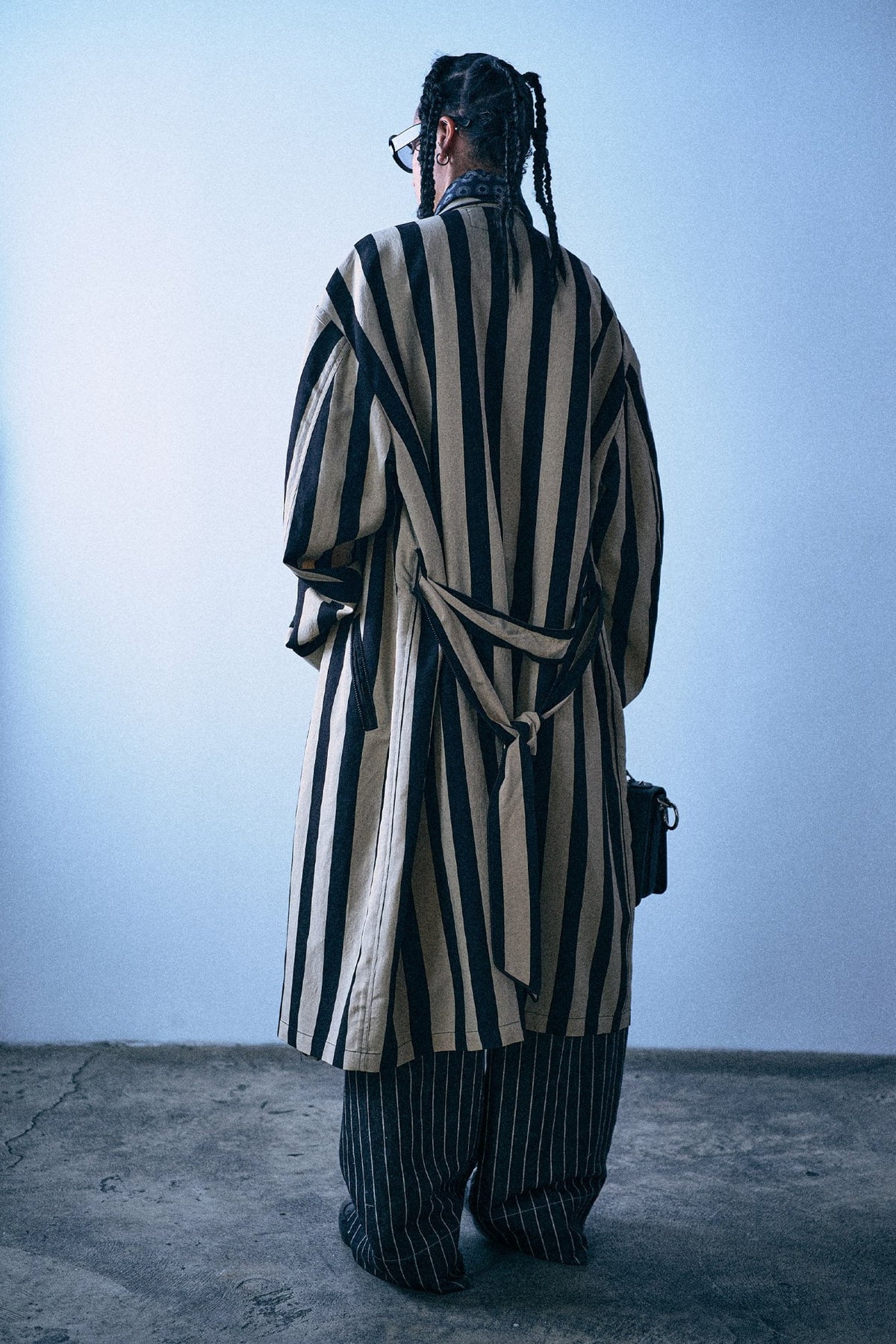 Oversized Robe - Black And Cream Wide Stripe - R13