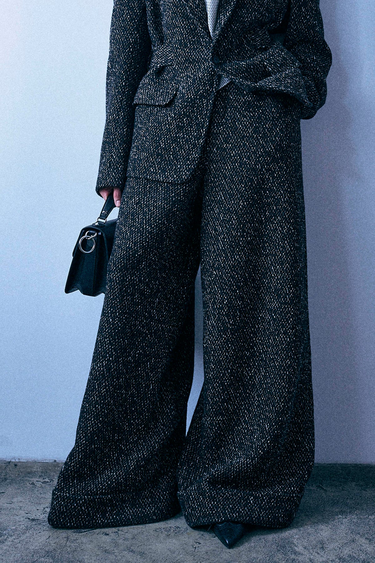 Oversized Slouchy Trouser - Marled Black - R13