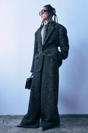 Oversized Slouchy Trouser - Marled Black - R13