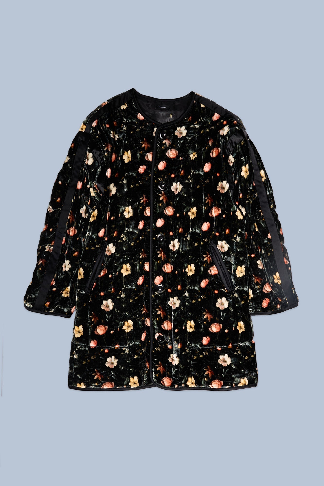 PADDED TAPED LINER COAT - MULTIFLORAL BLACK - R13