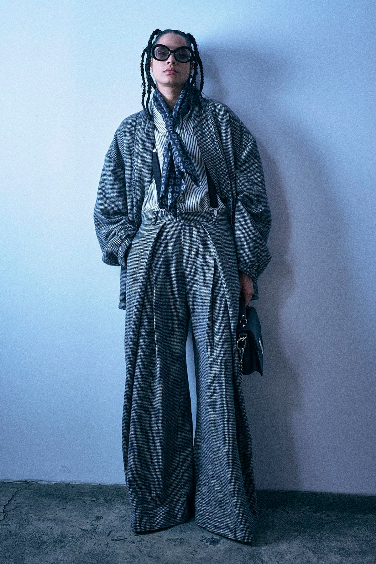 Padded Woven Cardigan - Black And White Houndstooth - R13