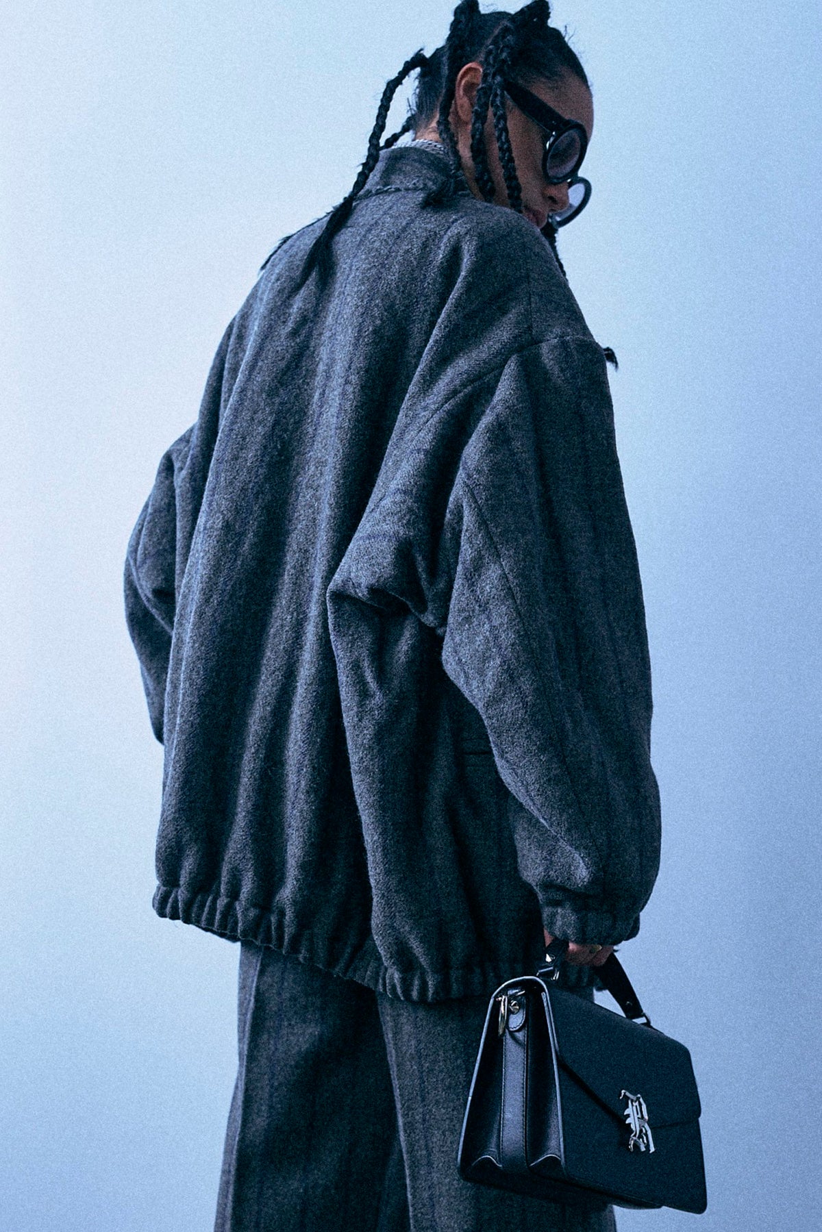 Padded Woven Cardigan - Grey And Navy Stripe - R13