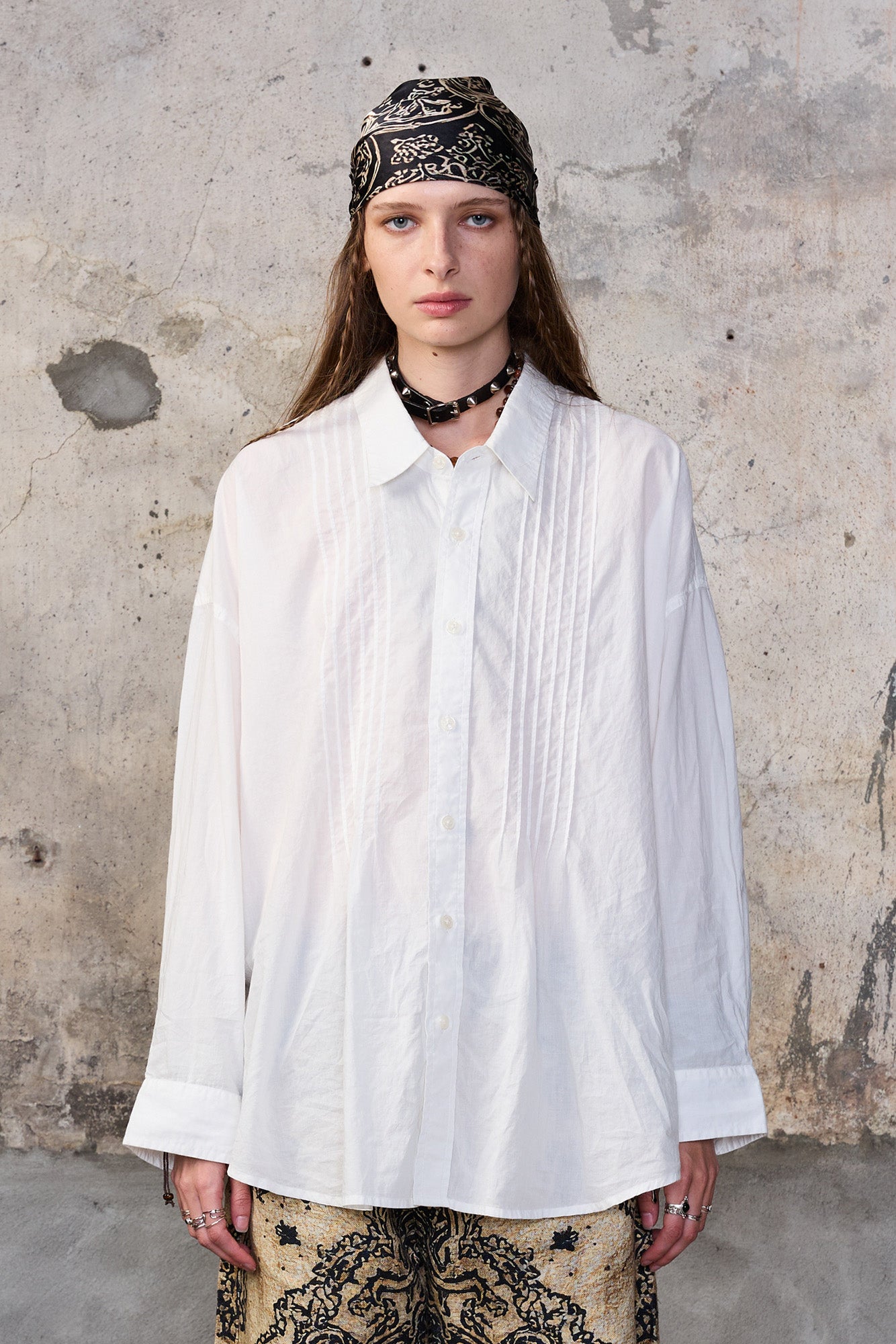 PINTUCK DROP NECK SHIRT - WHITE - R13