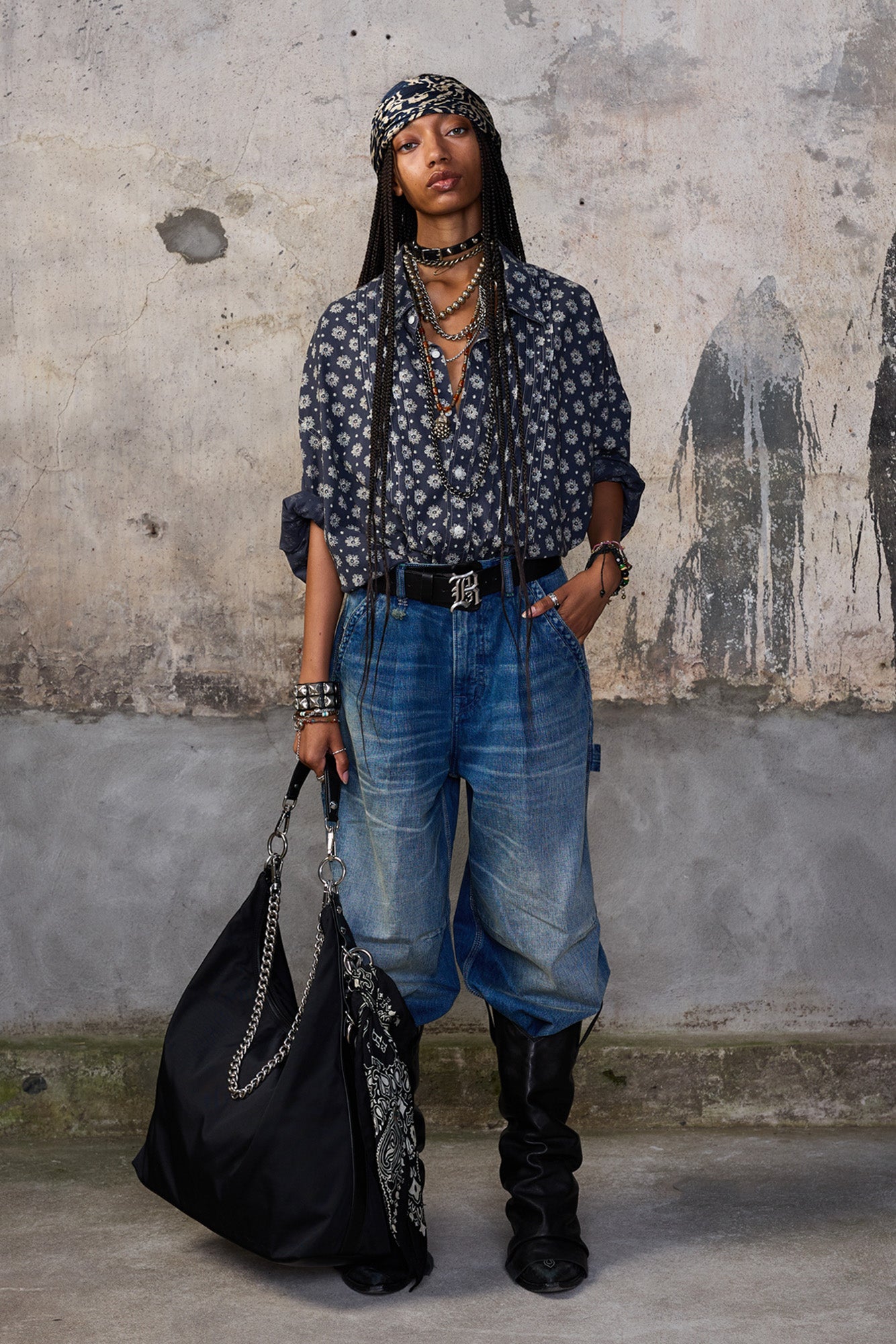 PINTUCK DROPNECK SHIRT - AIRY INDIGO BLOSSOM - R13