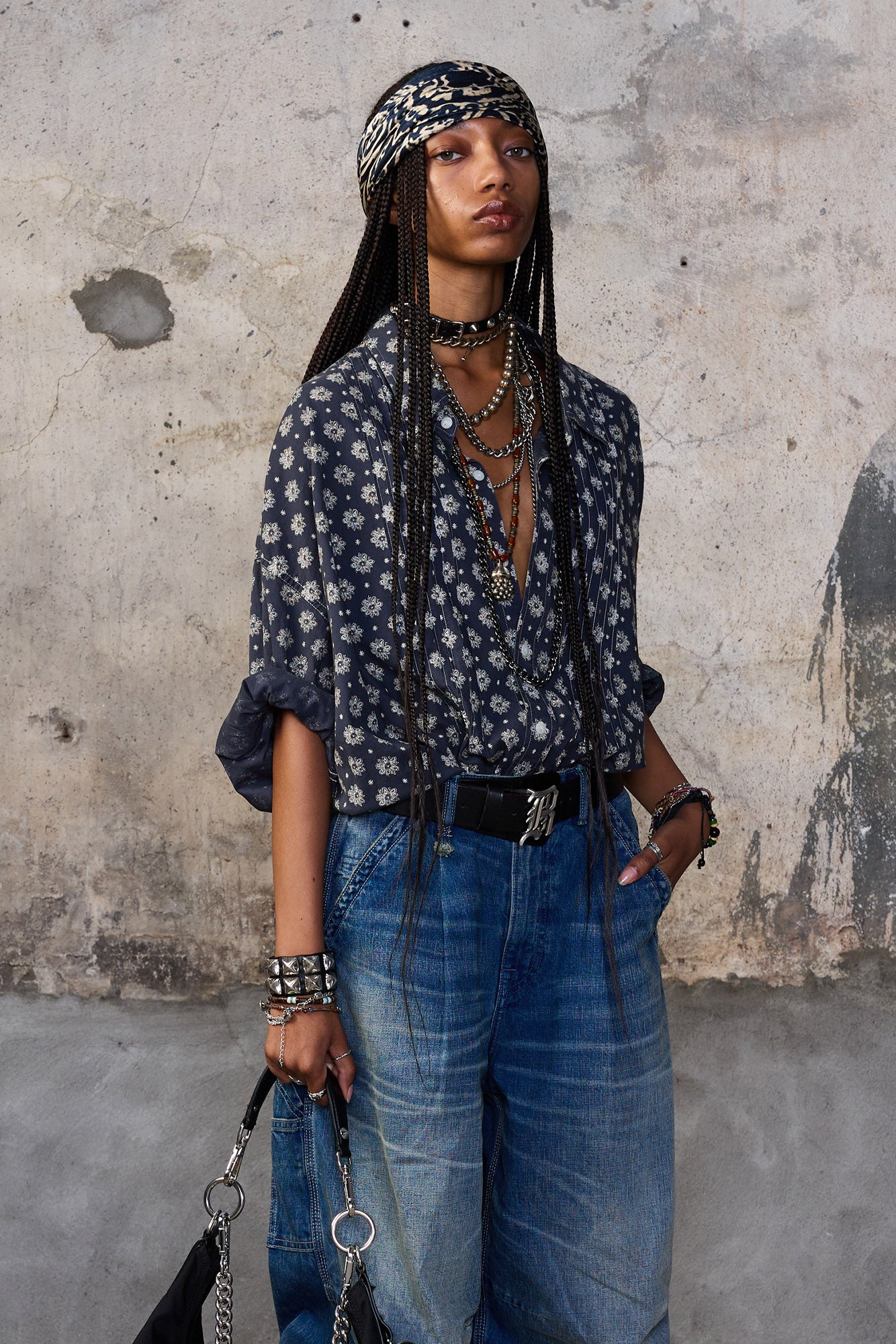 PINTUCK DROPNECK SHIRT - AIRY INDIGO BLOSSOM - R13