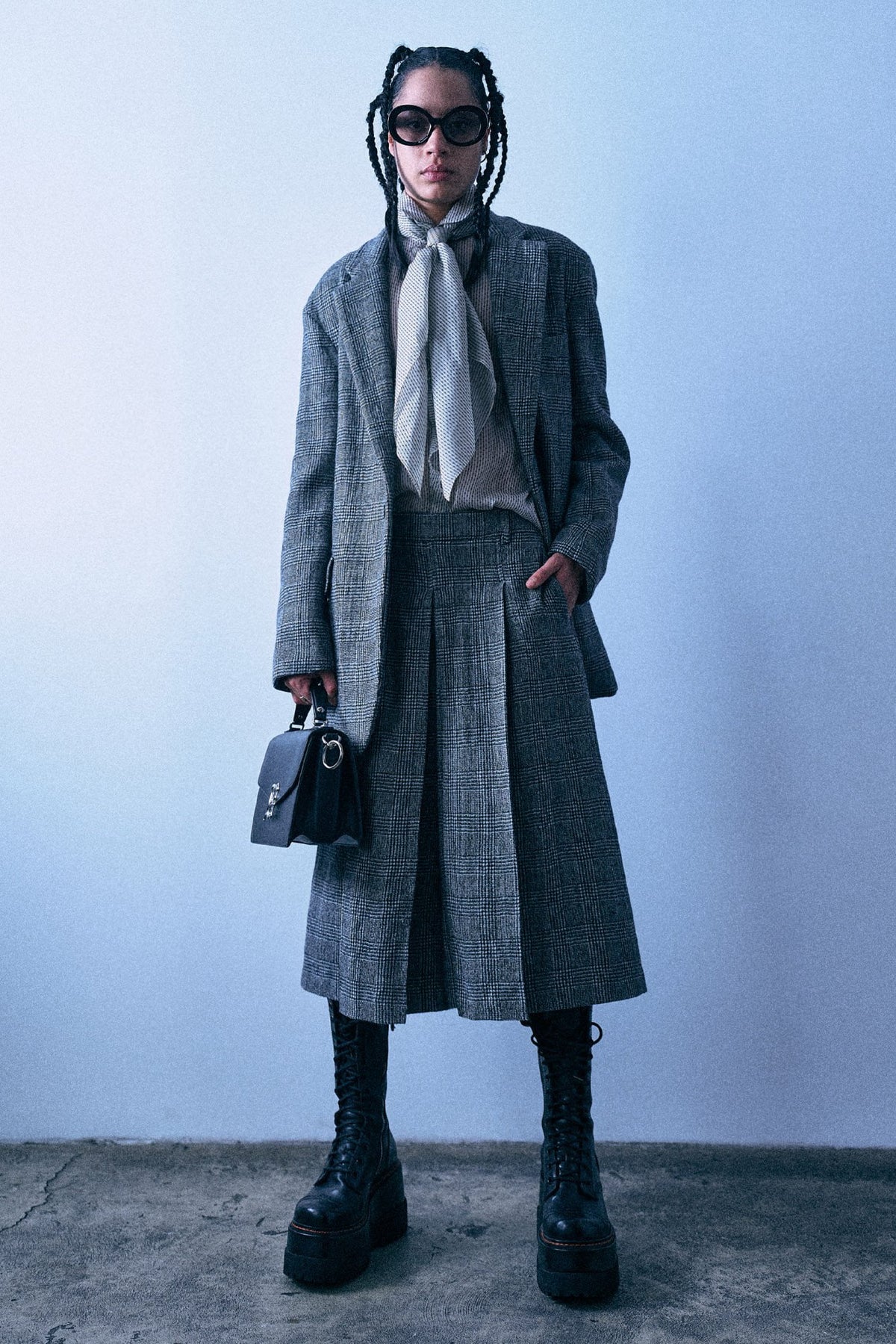 Pleated Culotte - Black And White Check - R13