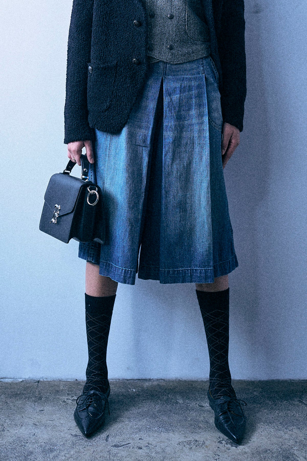 Pleated Culotte Jean - Windsor Blue - R13