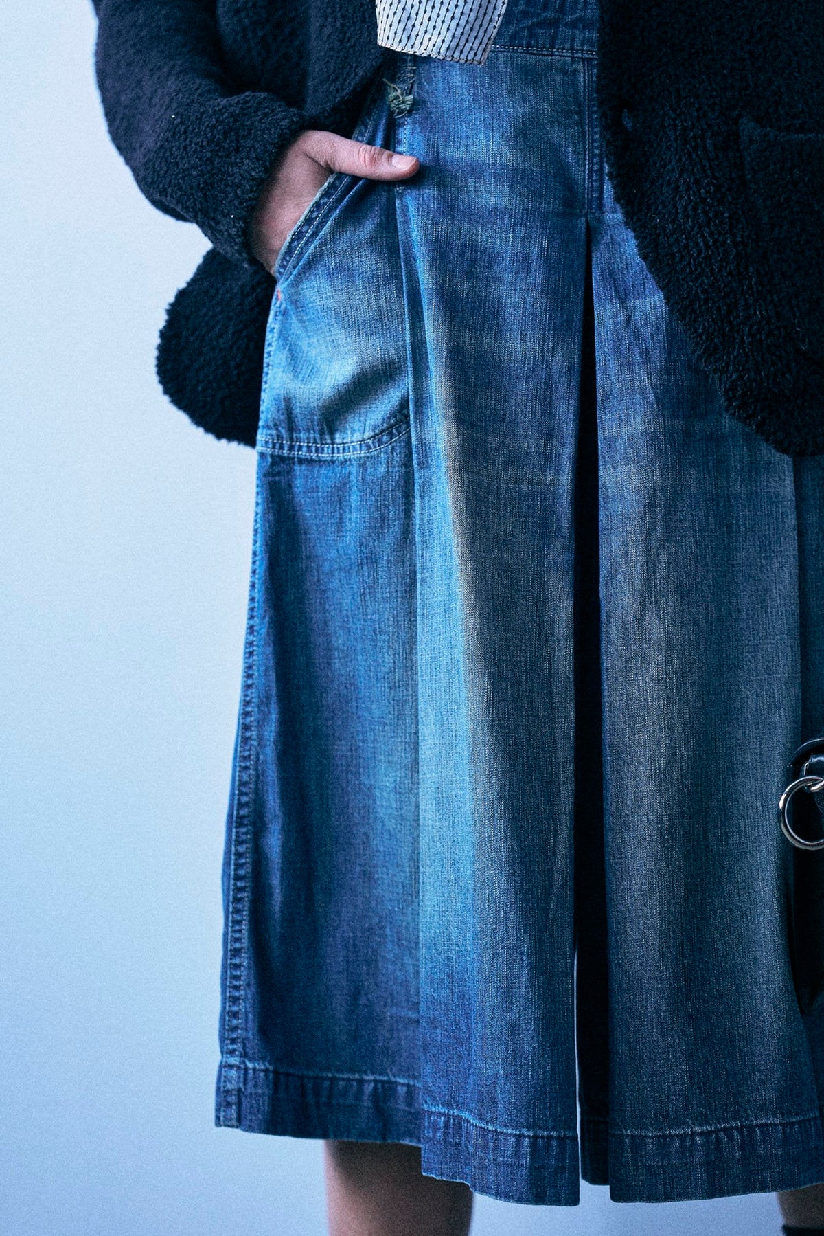 Pleated Culotte Jean - Windsor Blue - R13