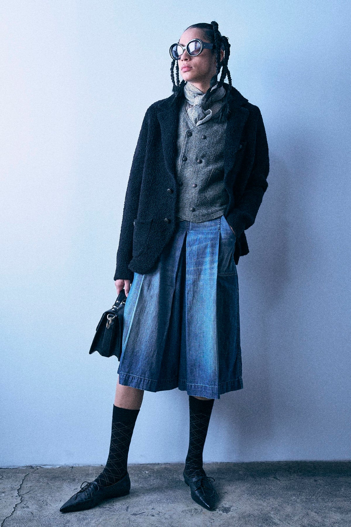 Pleated Culotte Jean - Windsor Blue - R13