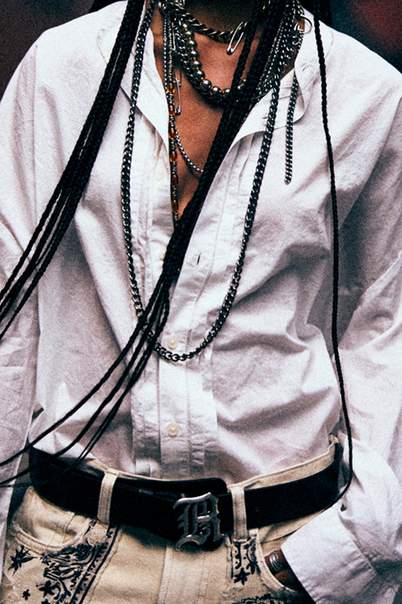 PLEATED FRONT SHIRT - WHITE - R13