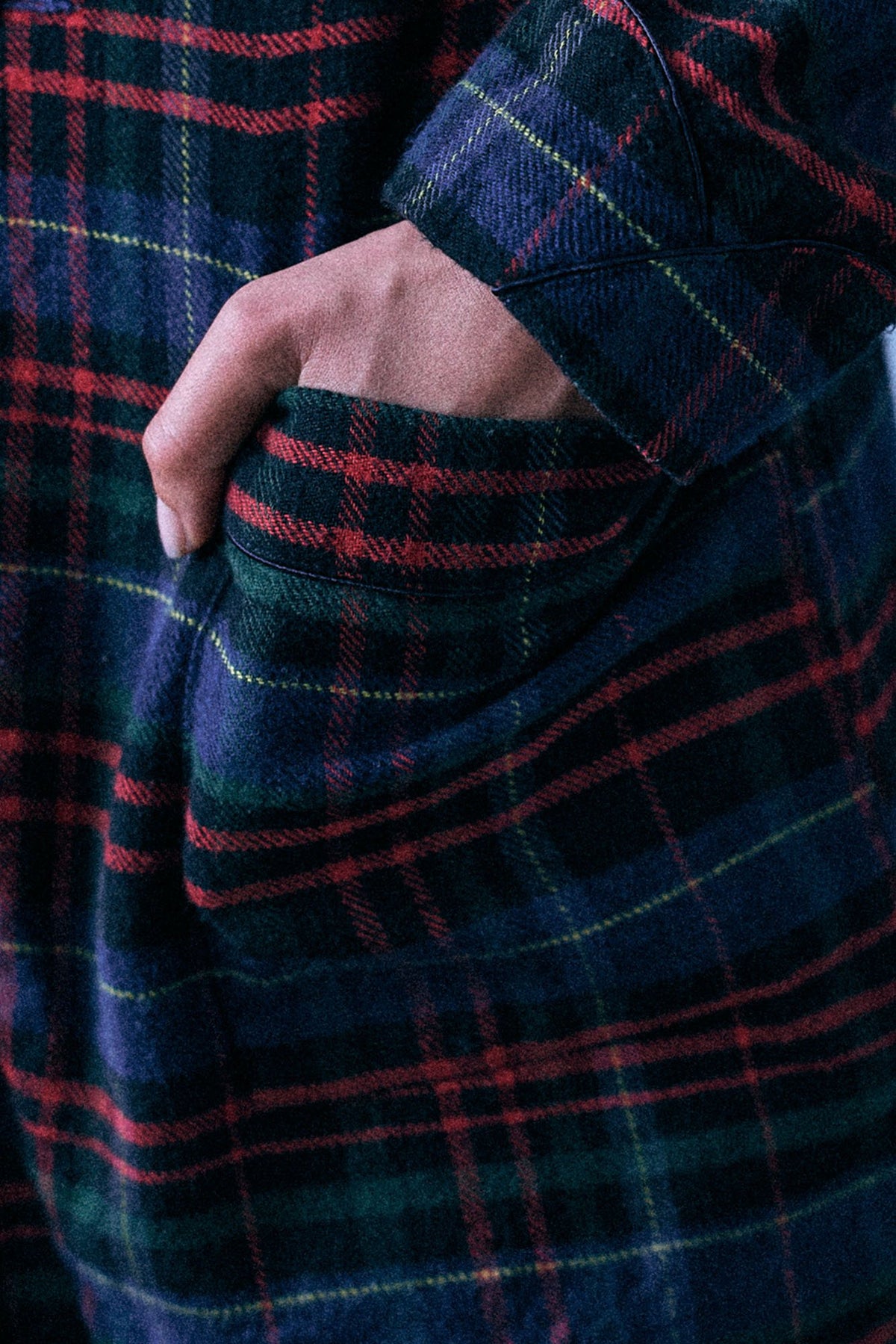 Pleated Jumbo Pj Short With Elastic Waist - Navy Green Red Plaid - R13