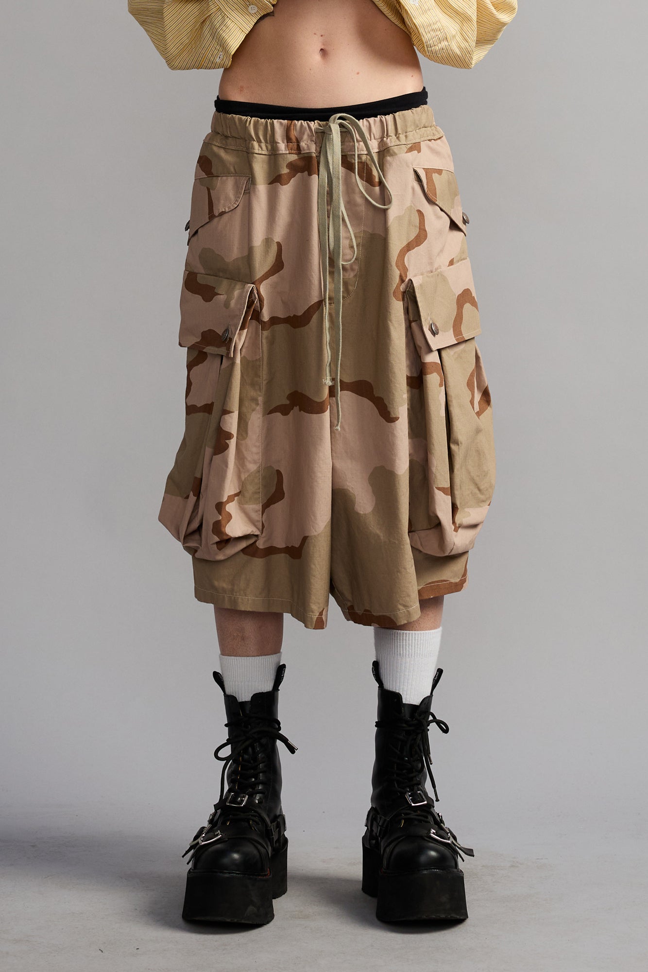 Pleated Jumbo Short With Elastic Waist - Dusty Pink Camo - R13
