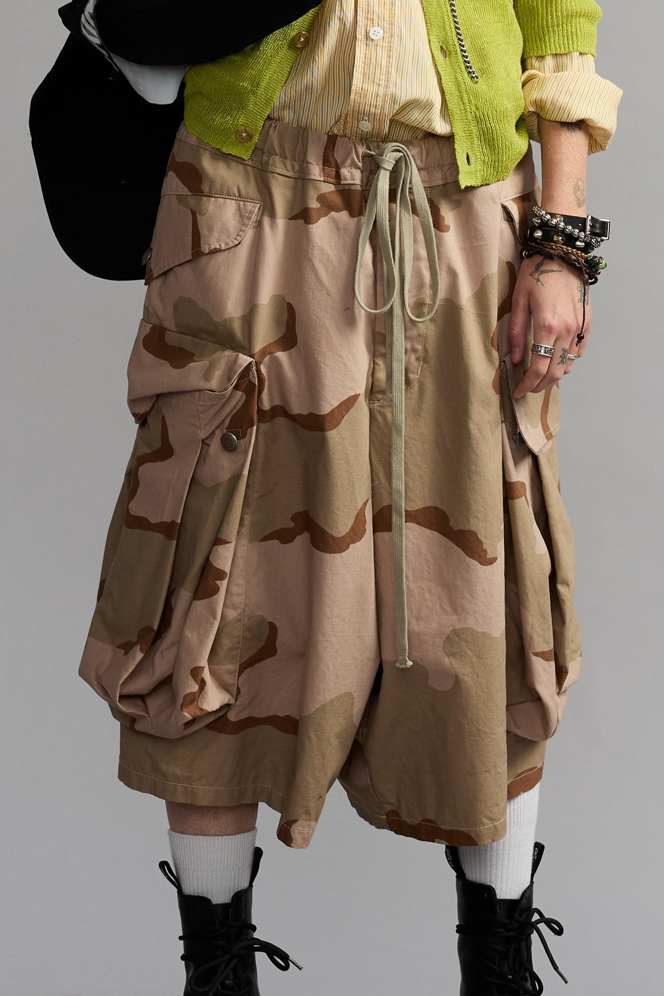 Pleated Jumbo Short With Elastic Waist - Dusty Pink Camo - R13