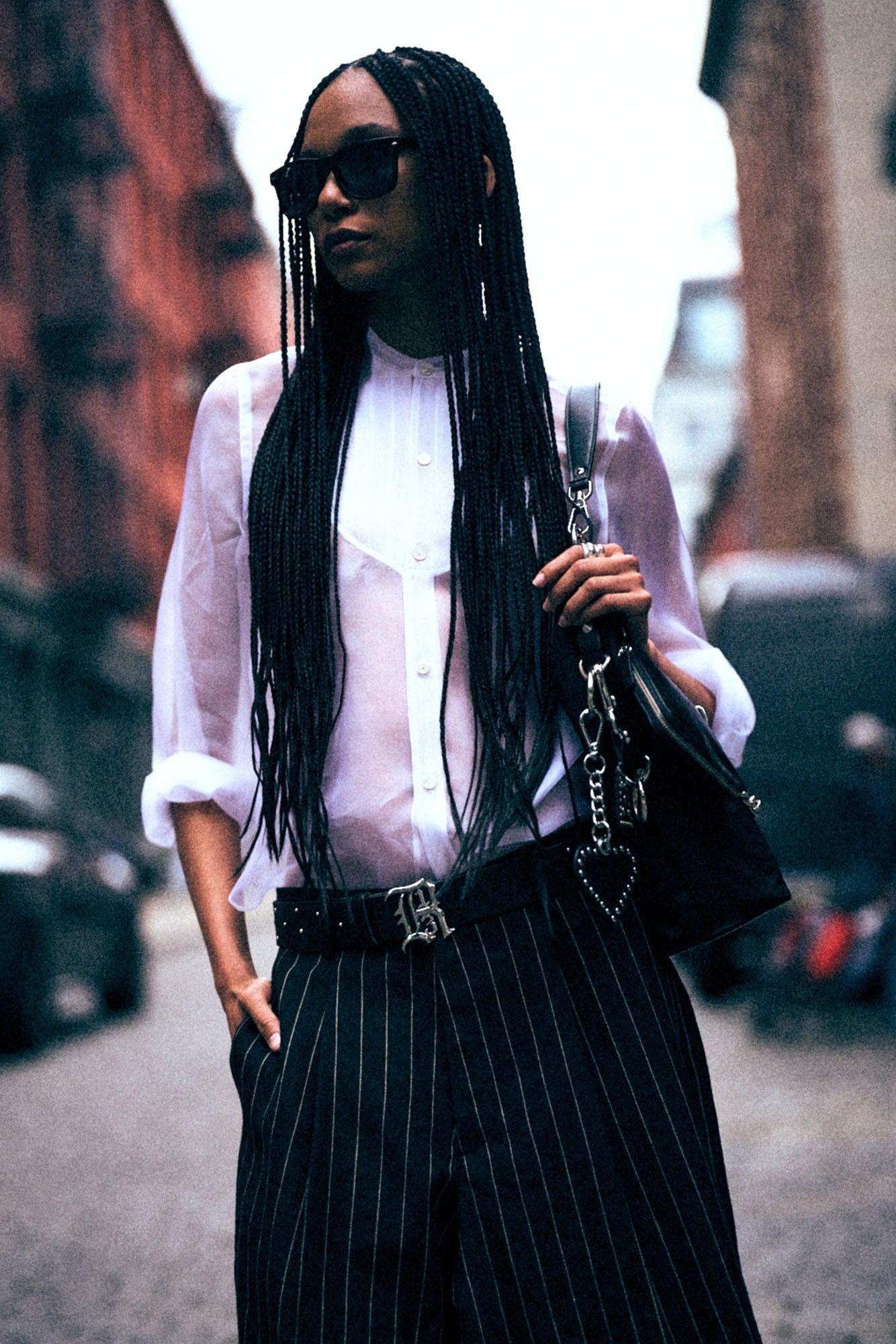 PLEATED TUXEDO FRONT SHIRT - WHITE - R13