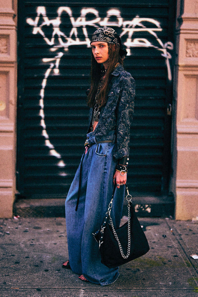 PLEATED WAISTBAND JEAN - CONCRETE BLUE