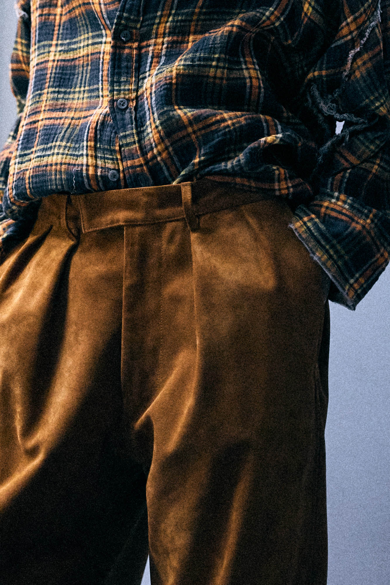 Pleated Wide Leg Leather Pant - Orange Brown Suede - R13
